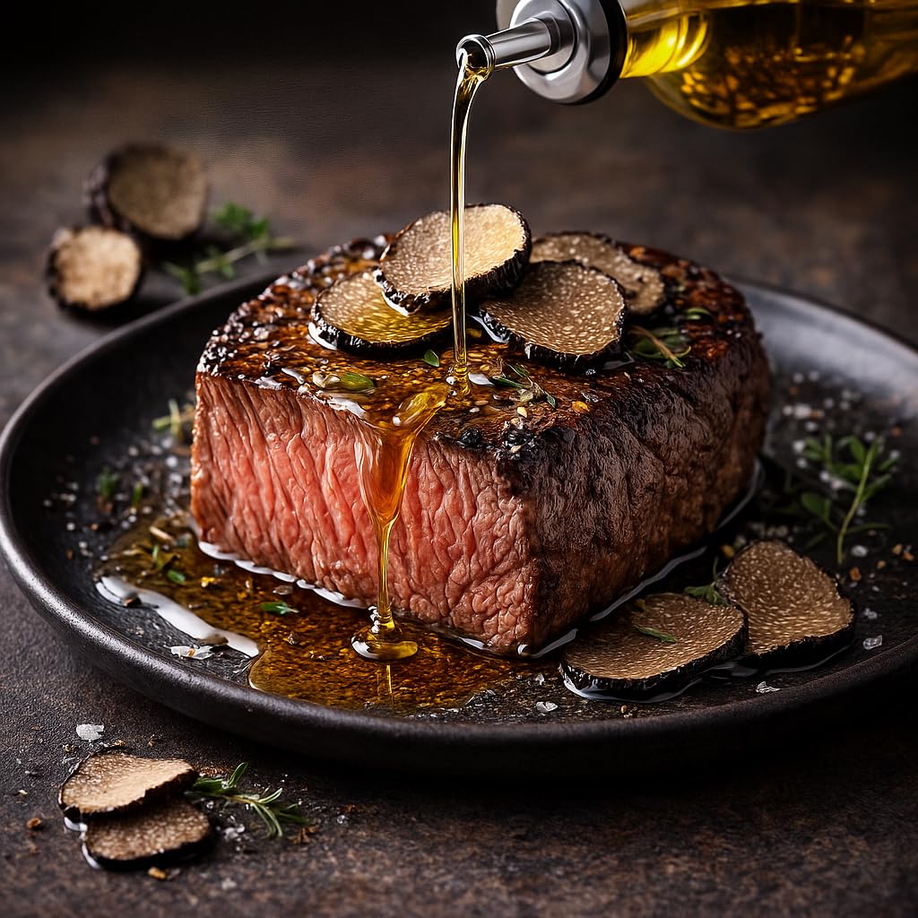 RealTartufi – Olio d’Oliva al Tartufo Nero 250 ml, Condimento Gourmet Italiano Aromatizzato, Olio tartufato per Pasta, Carne, Pizza, Insalate, Regalo Cucina