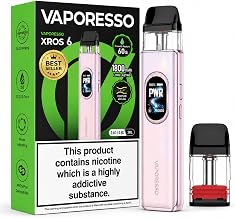 Vaporesso XROS 6 Pod Kit - 1800mAh Battery, 30W - USB-C Fast Charging, 2ml Pods, Adjustable Airflow, Smart Prime 60s Coil - Compatible with XROS Pods - No Nicotine (Dreamy Pink)