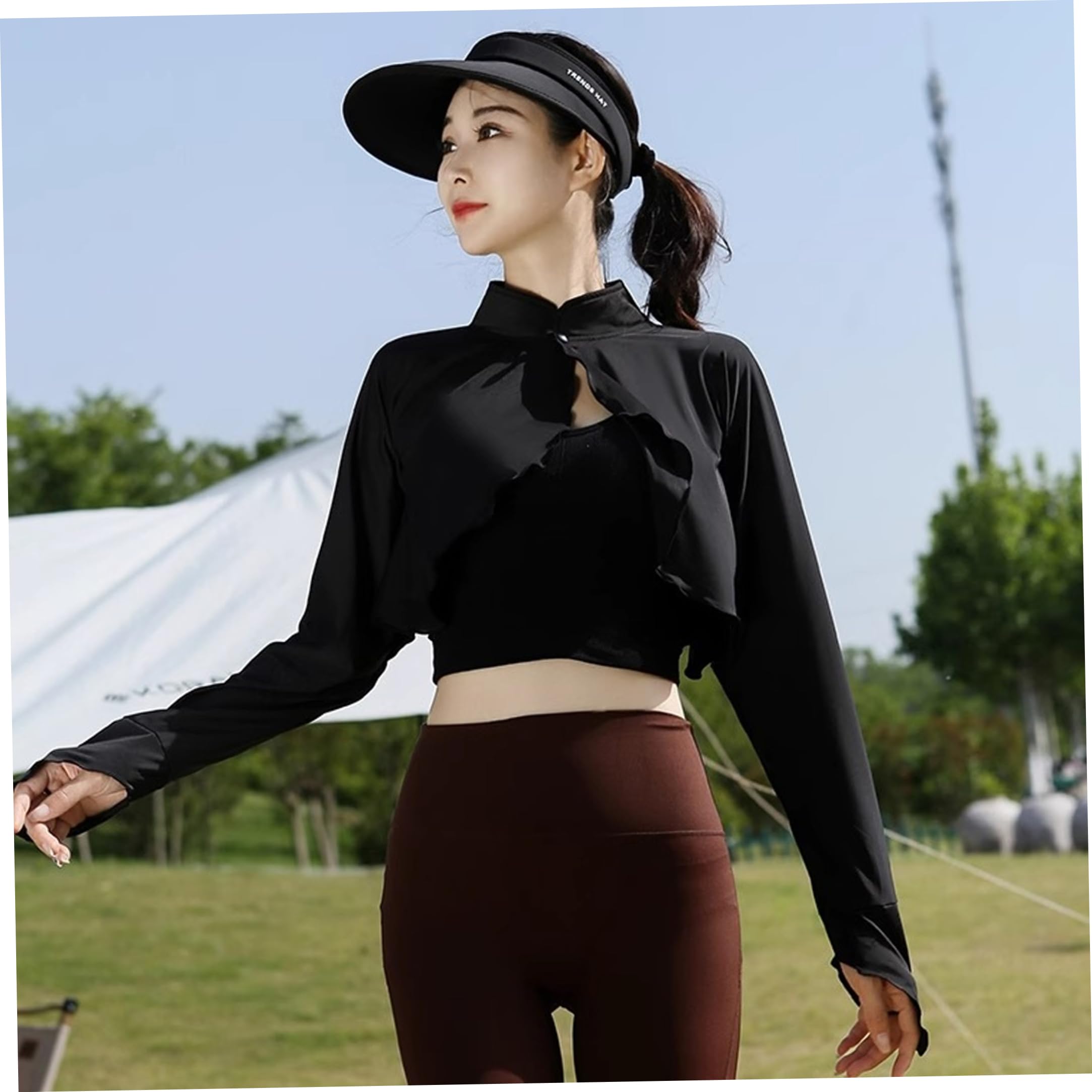 Châle de Refroidissement, Manches de Bras châle Refroidissement pour Femmes, Cape intégrée |.Boléro Solaire Coupe Slim |.Gris foncé