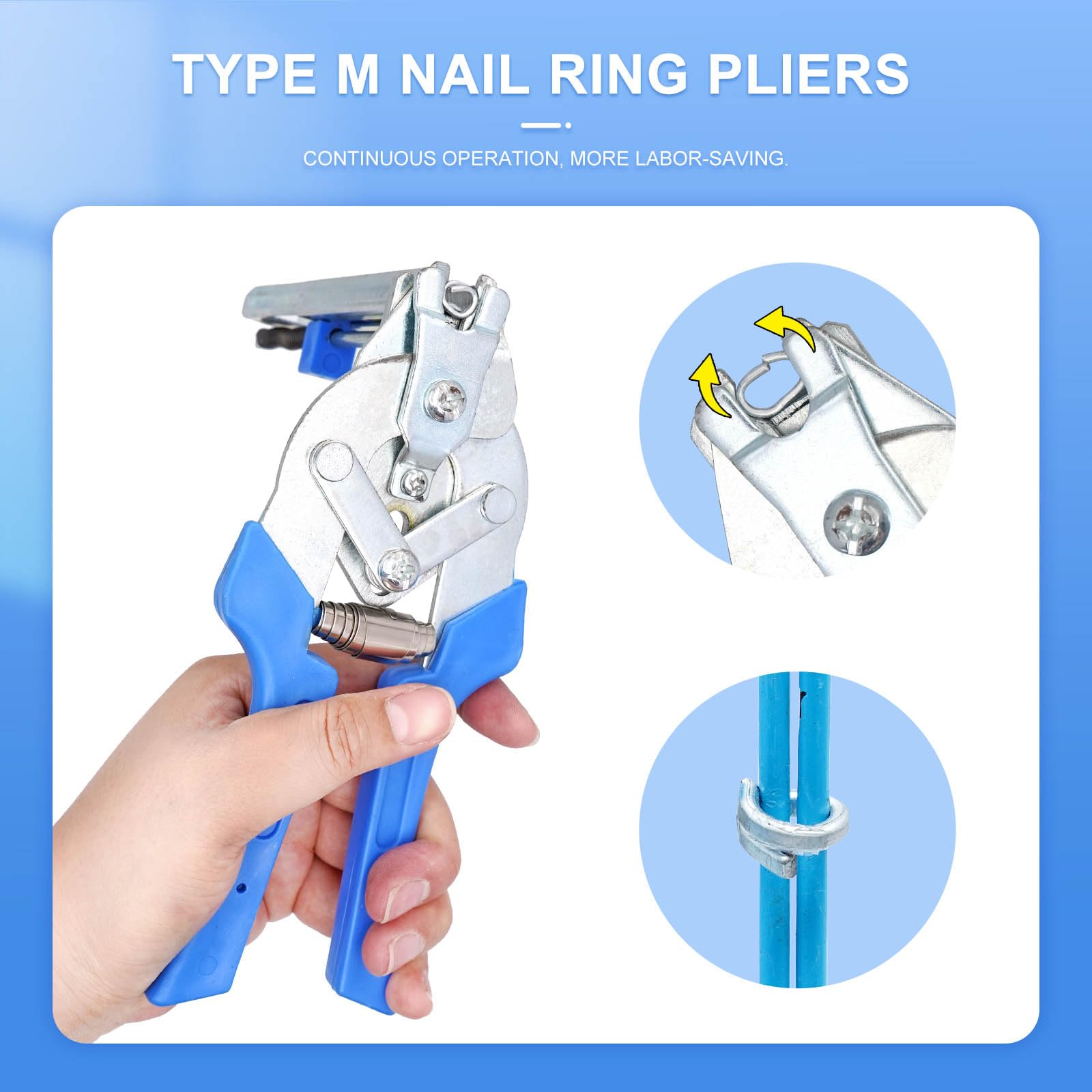 Alicates de anillo de uñas tipo M para valla con 2400 clips M, kit de alicates de anillo de cerdo, herramienta manual de reparación de tapicería, herramientas de construcción de jaula de