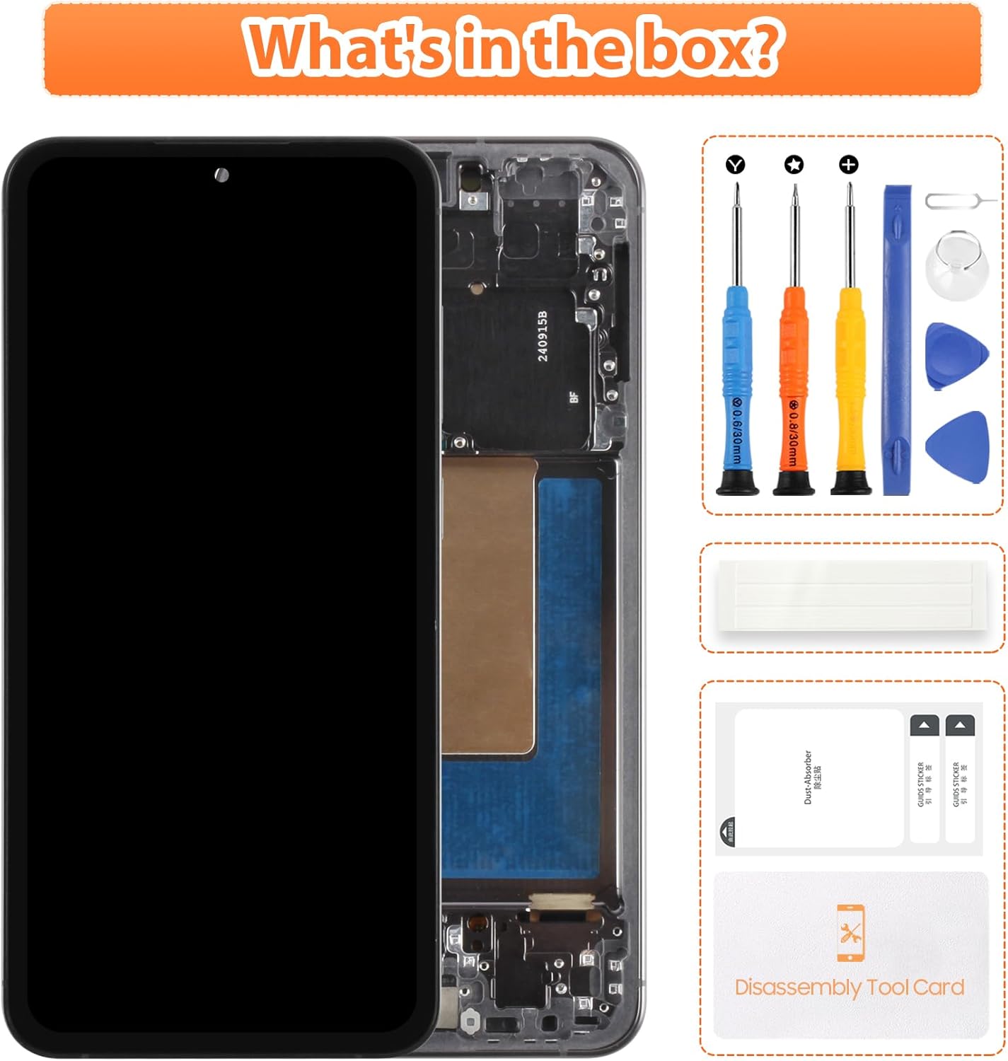 AMOLED LCD for Samsung Galaxy S24 FE Screen Replacement for Samsung S24 FE LCD Replacement SM-S721B,SM-S721U Touch Display Digitizer Assembly Repair Parts with Frame (Black with Fingerprint Function)