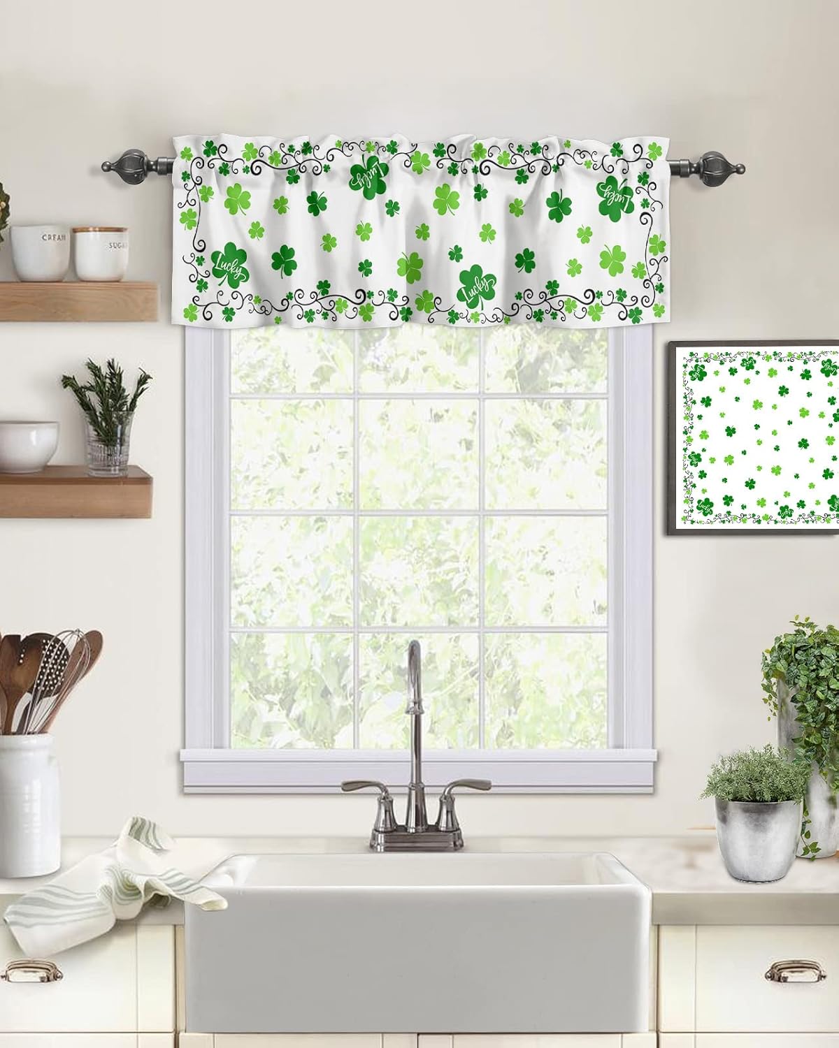 St. Patrick's Day Valances Kitchen Curtains for Windows
