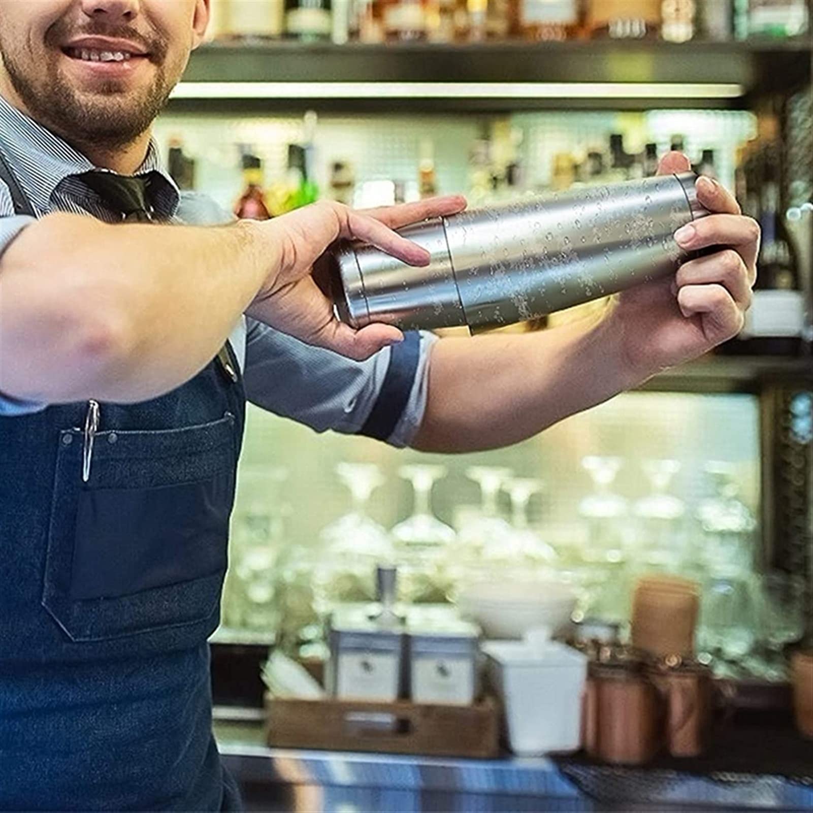 Juego de Coctelera Coctelera Coctelera de 3 piezas Kit de barman de 3 piezas Barra profesional Bartendle Herramienta de acero inoxidable Boston Shaker para bares, hogares, fiestas Agitador de Cócteles