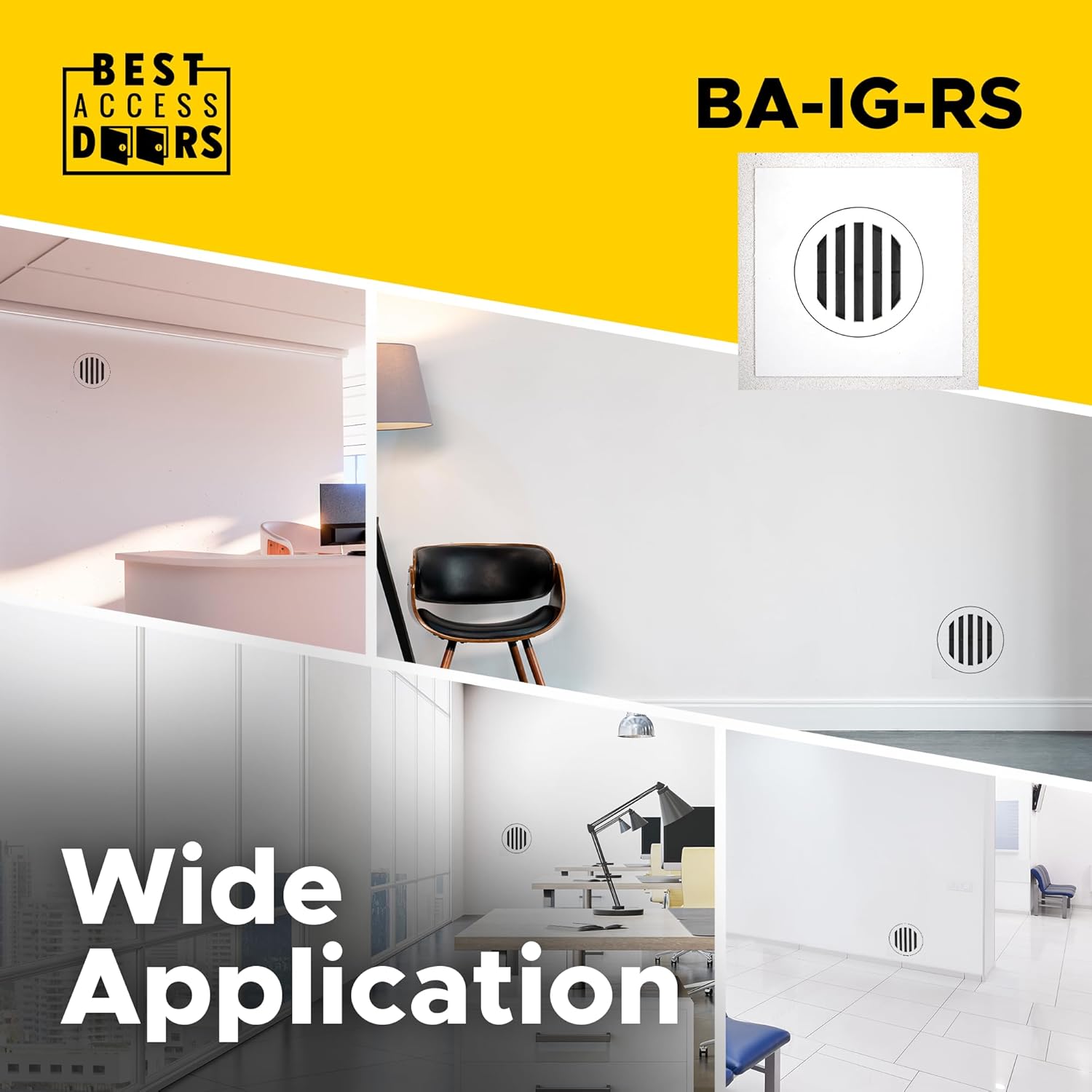 Best 4" x 4" Flush Removable Round Wall & Ceiling Supply Magnetic Vent Cover, Triple Fiber Reinforced Cement Board Grill, Paintable Metal Vent Cover, Impact Resistant Supply Vent, BA-IG-RS