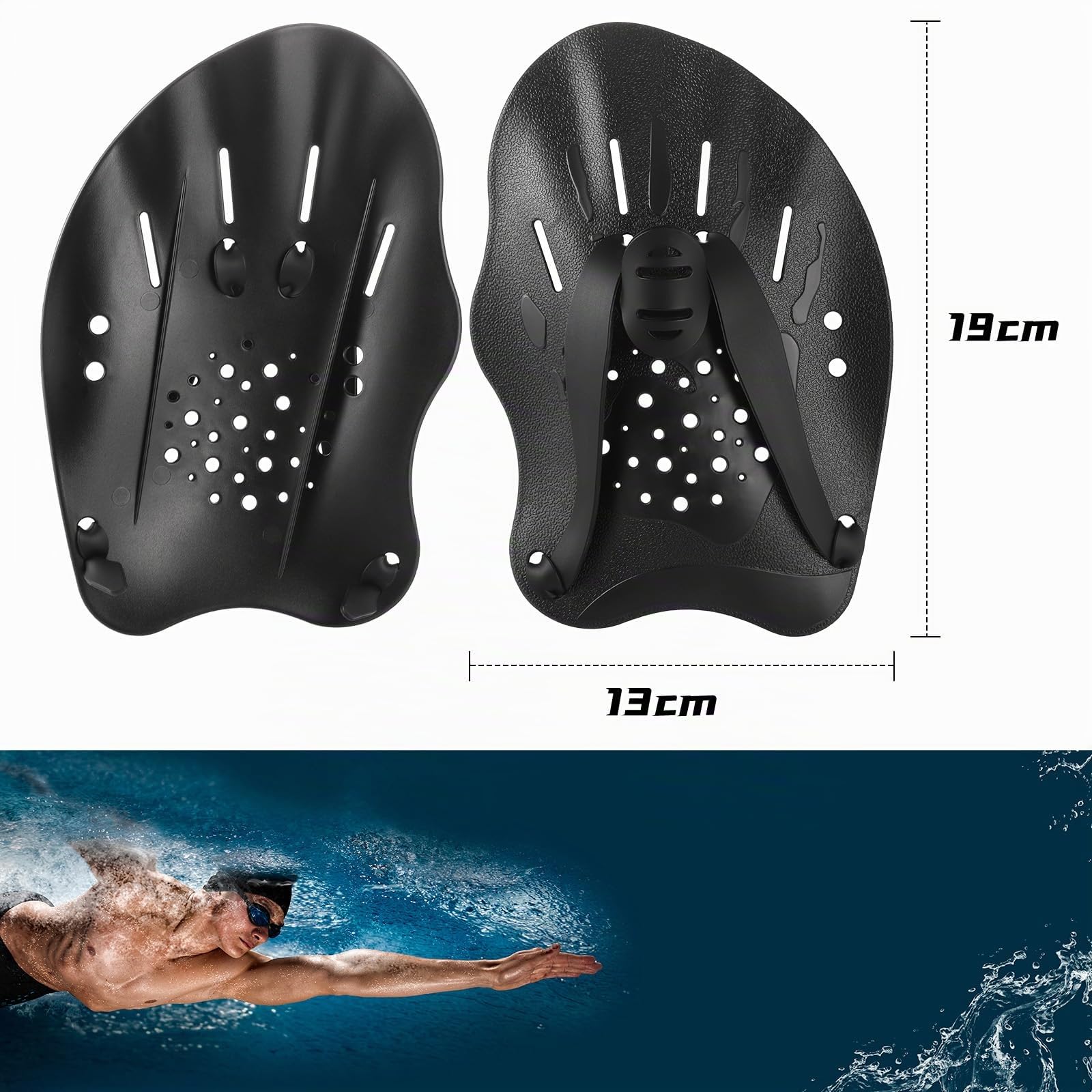 Zocipro Palas de Natación Ajustables, Entrenamiento de Fuerza, Adultos Niños