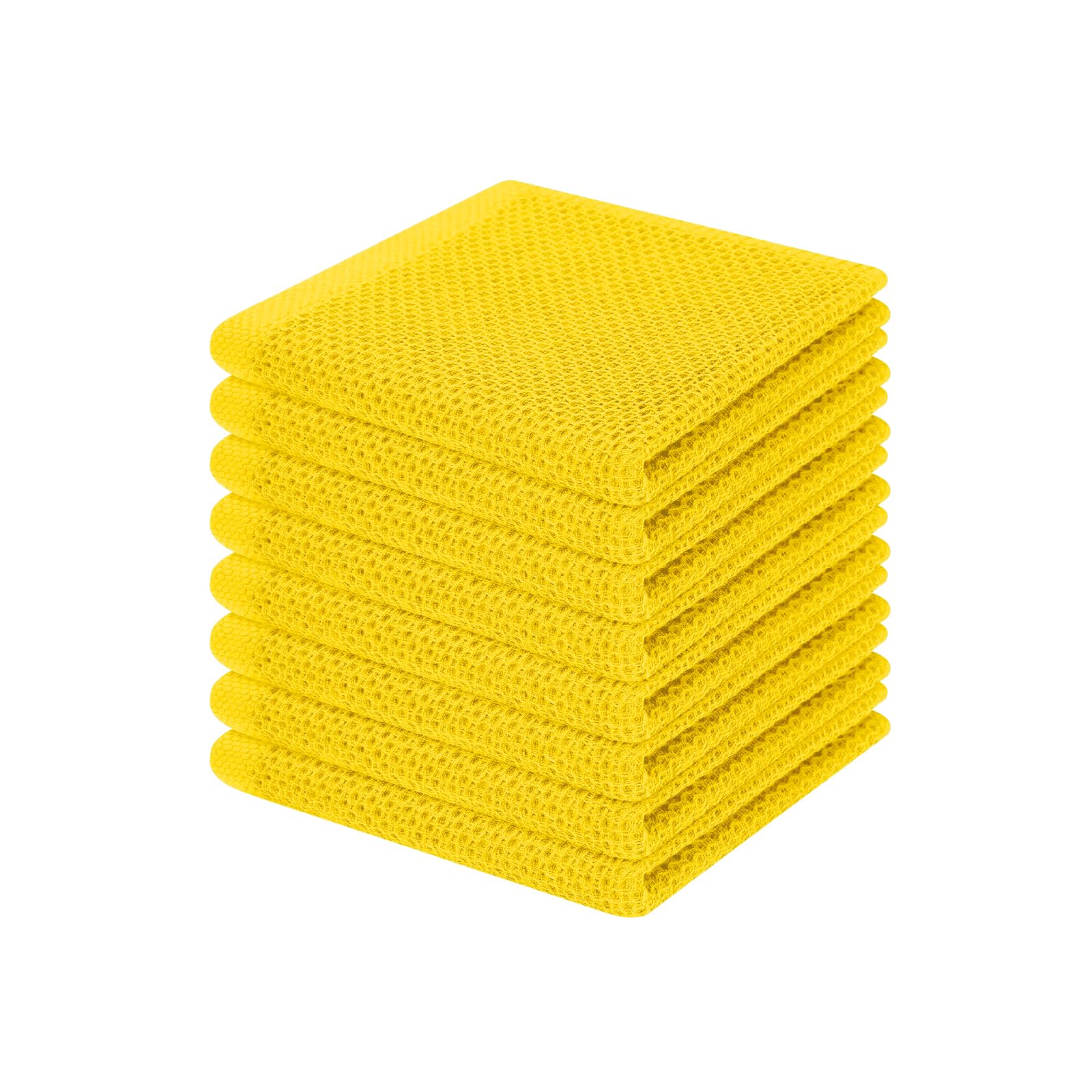 Homaxy 100% Cotton Waffle Weave Kitchen Dish Cloths 8-Pack, Yellow