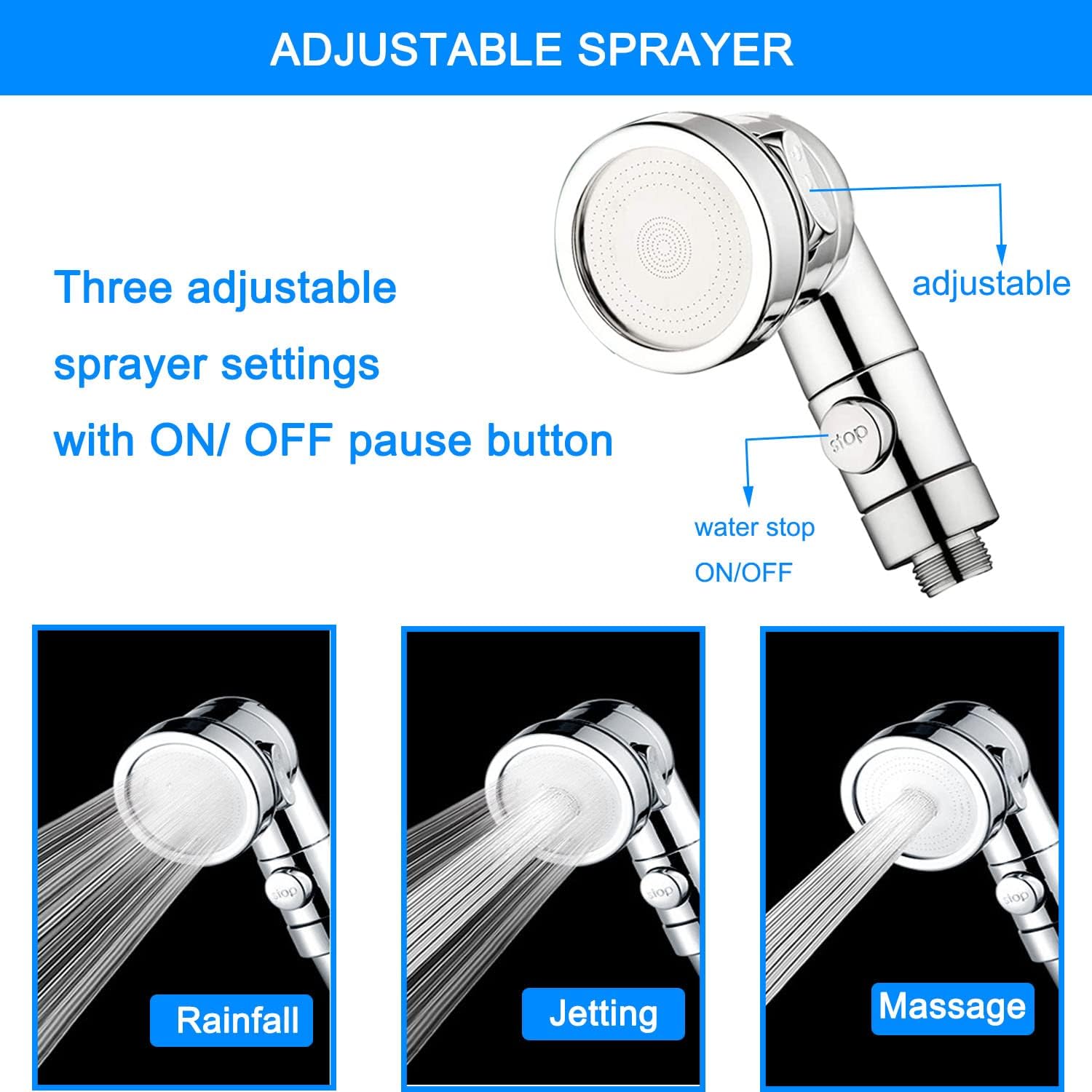 Sink Faucet Sprayer Attachment,Sink Shower Sprayer Attachment Set To Tub Faucet,ON/OFF Shower Head with (5 adapters),Sink Extension Hose Sprayer for Laundry Bathroom Kitchen
