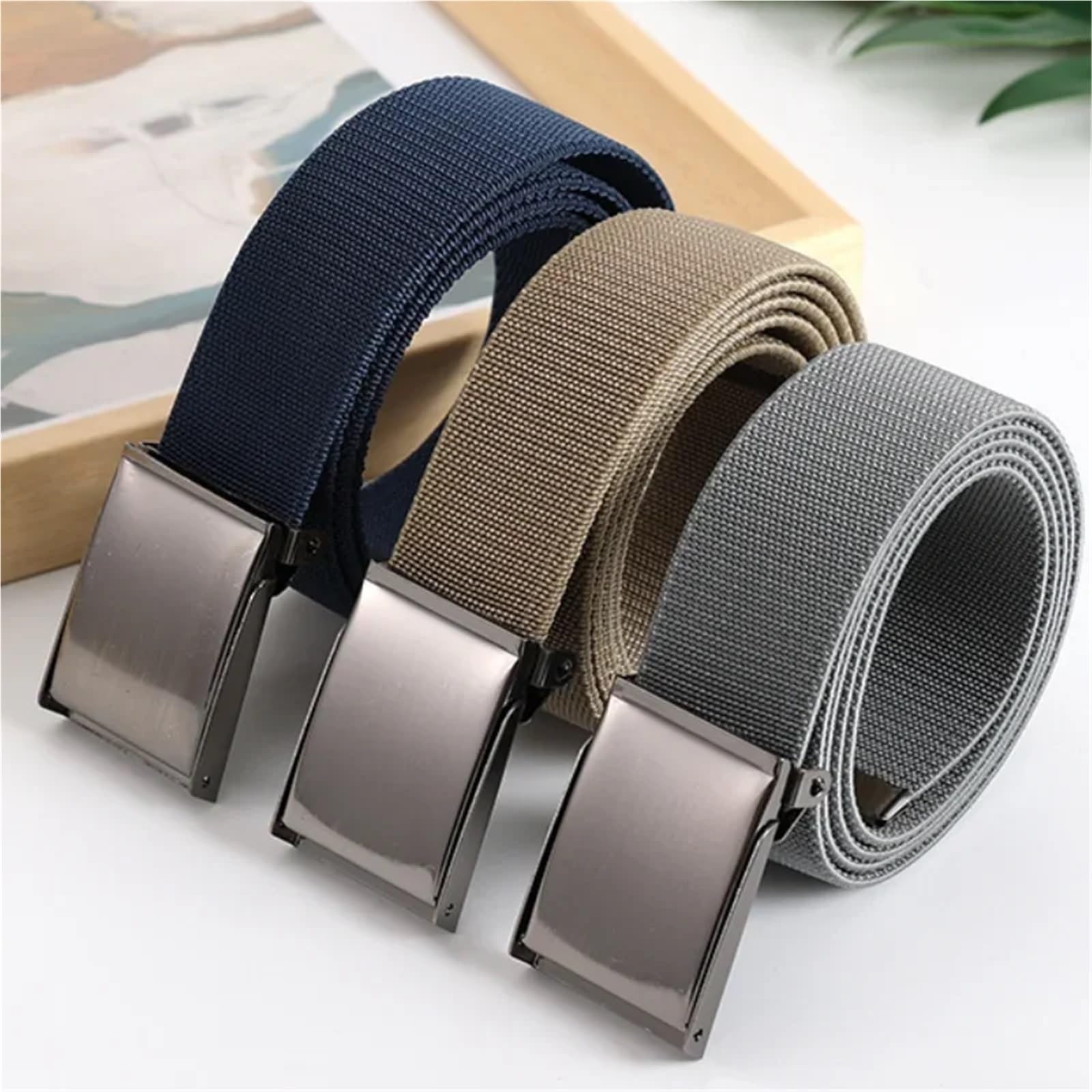 2 Stück Gürtel for Herren und Damen, Stretch-Stoffgürtel, gestrickt, atmungsaktiv, Canvas-Gürtel, for für Herren