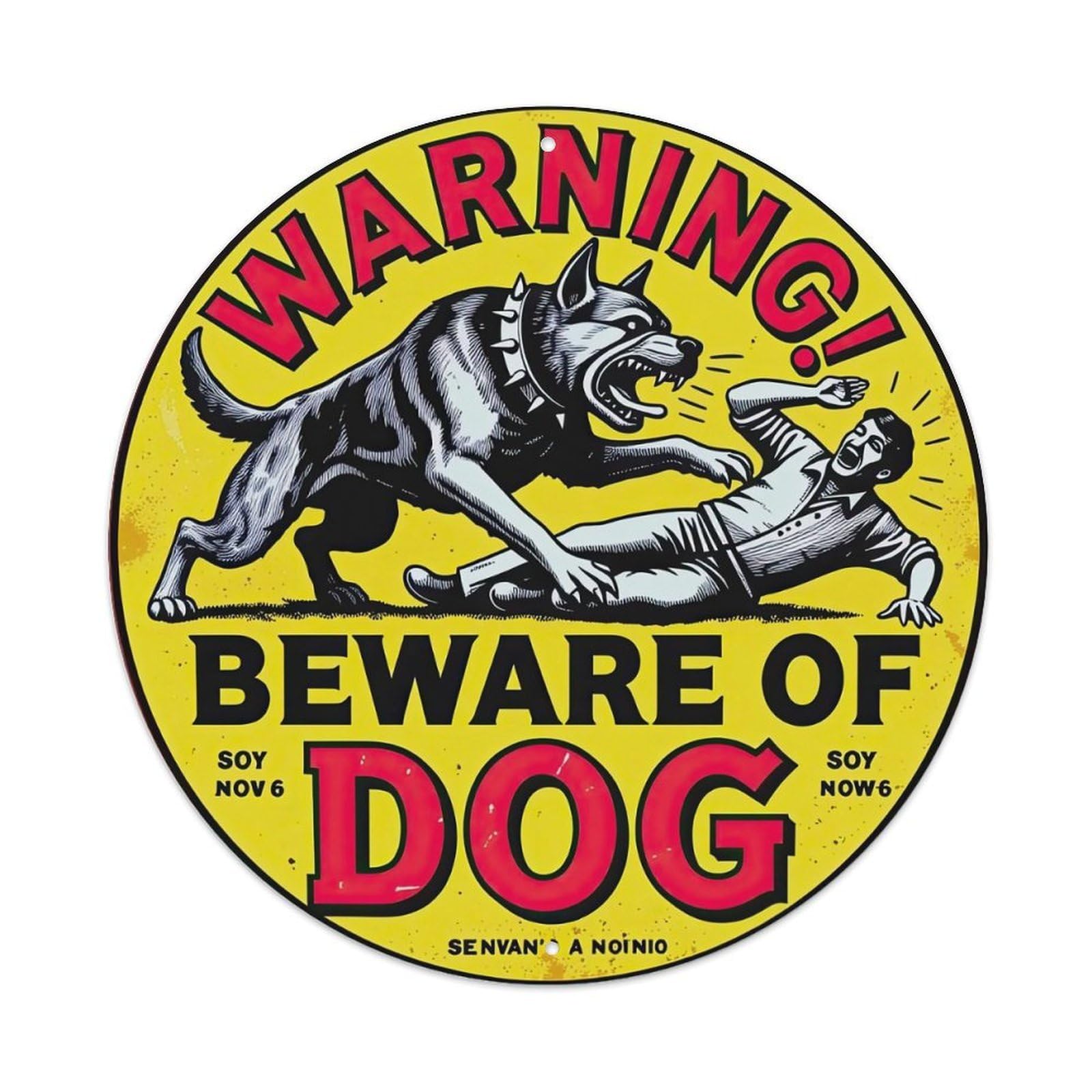 Warning Beware Of Guard Dog Metal Tin Sign