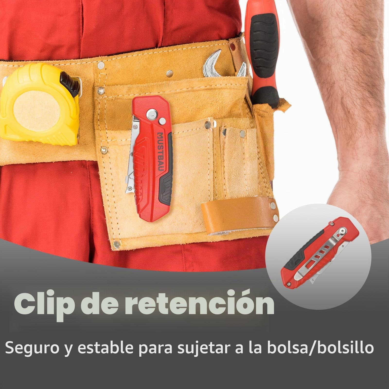 Cuchillo Plegable Profesional, Cuchillo Universal con 10 Cuchillas SK5 Adicionales, Herramienta Ideal para Cortar Aluminio (Con Cambio Rápido y Bloqueo de Cuchilla)
