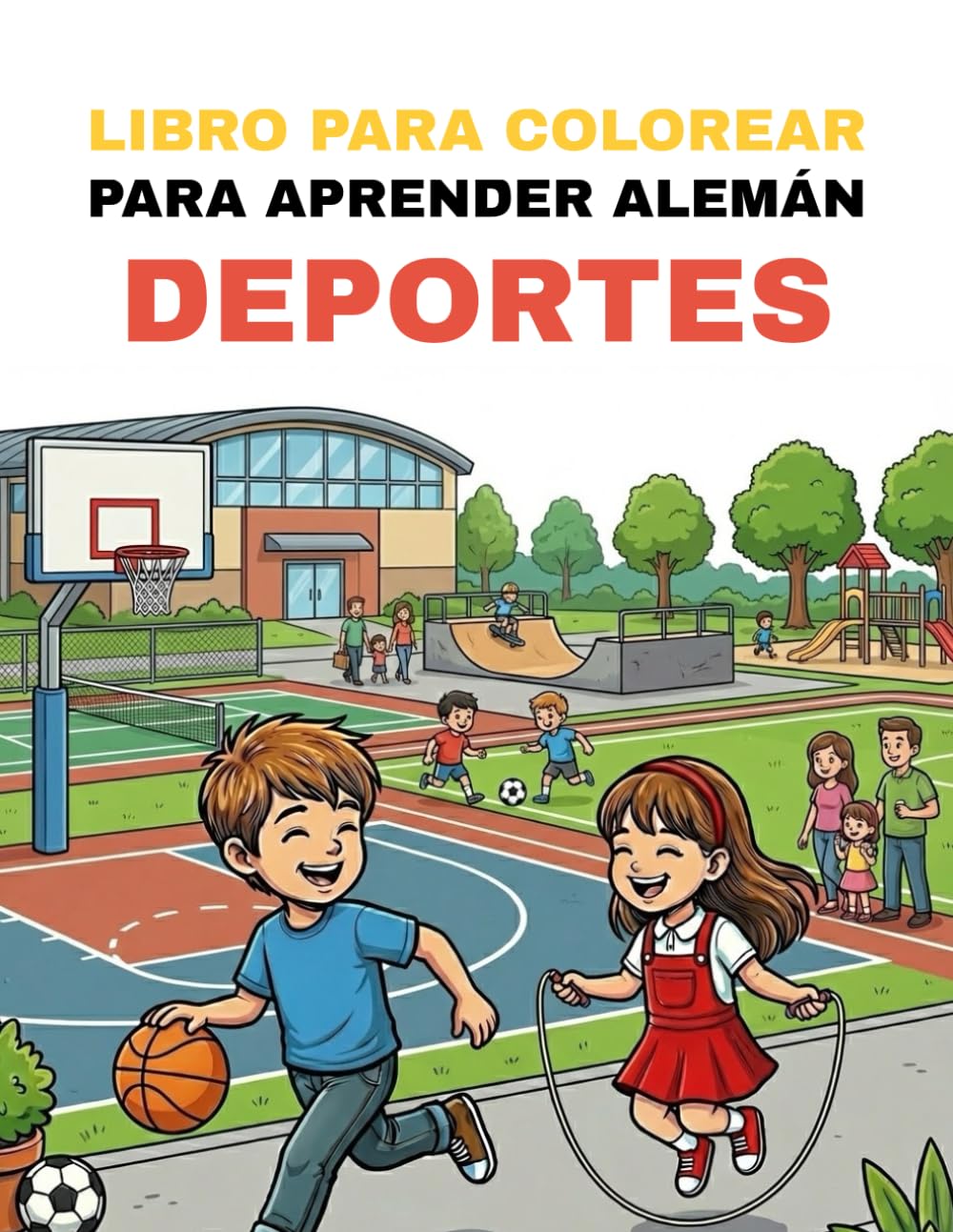 Libro para aprender alemán coloreando – Deportes: Colorea deportes emocionantes y aprende sus nombres en alemán de forma divertida