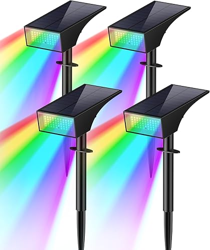 Miniatura 10 de Koicaxy Luces solares para exteriores impermeables paquete de 8 unidades IP65, 100 LEDs 4 modos de luz, mayor eficiencia de carga, focos solares de