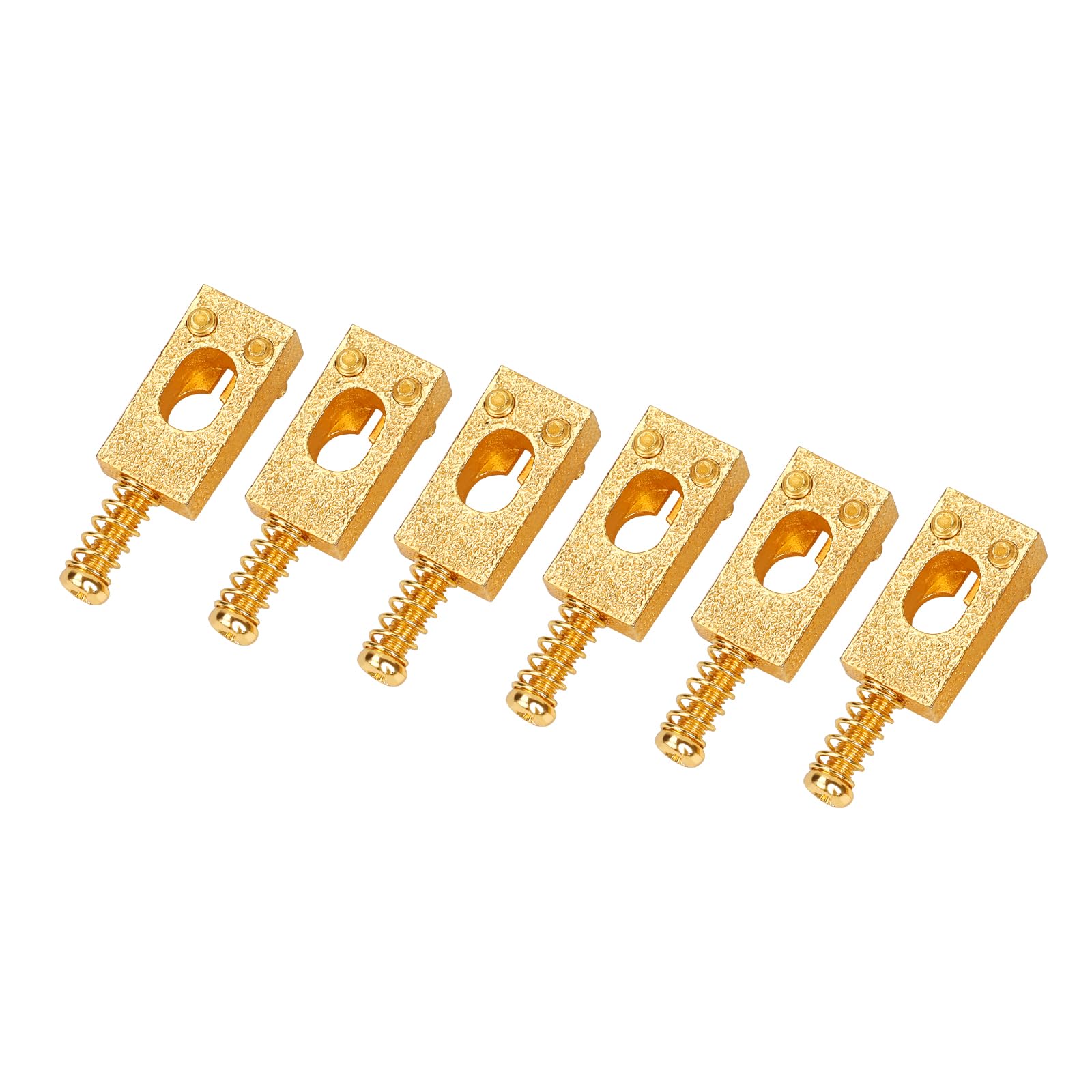 Banworks 10.5mm (13/32") PRS Style Tremolo Bridge Saddles Set Brass Modern Saddles for Strat ST Electric Guitars 52.5mm (2-1/16") String Spacing Pack of 6 JT/QM-05 Golden - Image 3