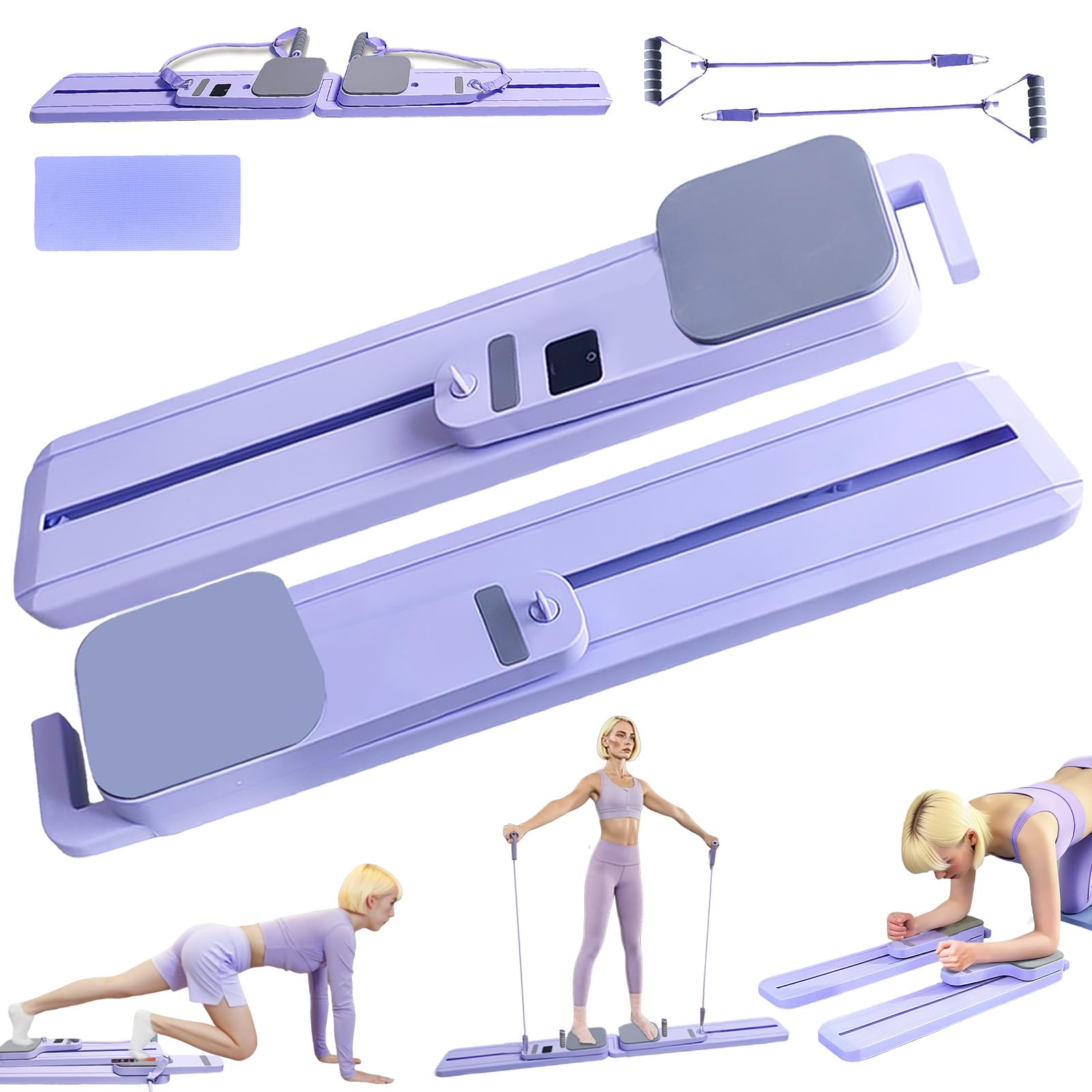 Pilates Board Upgraded Pilates Reformer Machine, Pilates Board Riformer Set Ab Roller Attrezzature per Allenamento Completo per Homegym
