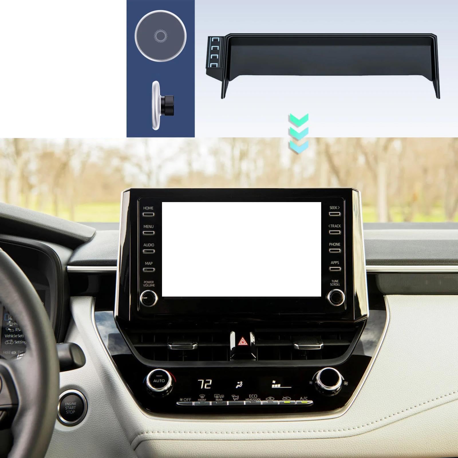 Soporte Móvil Coche para Toyota Corolla 2019-2023, Soporte para teléfono móvil de 9 Pulgadas para Coche con Clip para Rejilla de ventilación LHD