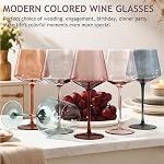 Verres à vin colorés 6, grand 16oz Verres à vin en cristal soufflé à la main, verres à vin colorés - rouge & Blanc, moderne & Élégant pour les amis, la famille, le mariage, l'anniversaire, Noël, le jour de naissance