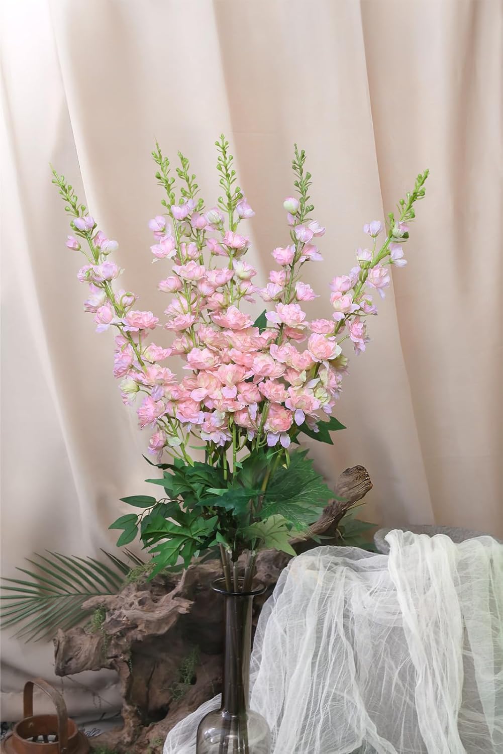 Pink Delphinium Artificial Flowers 6PCS 40.55" Long Stem Silk Larkspur Realistic Snapdragon Flowers for Tall Vase for Home Centerpiece Table Wedding Decor(Pink)