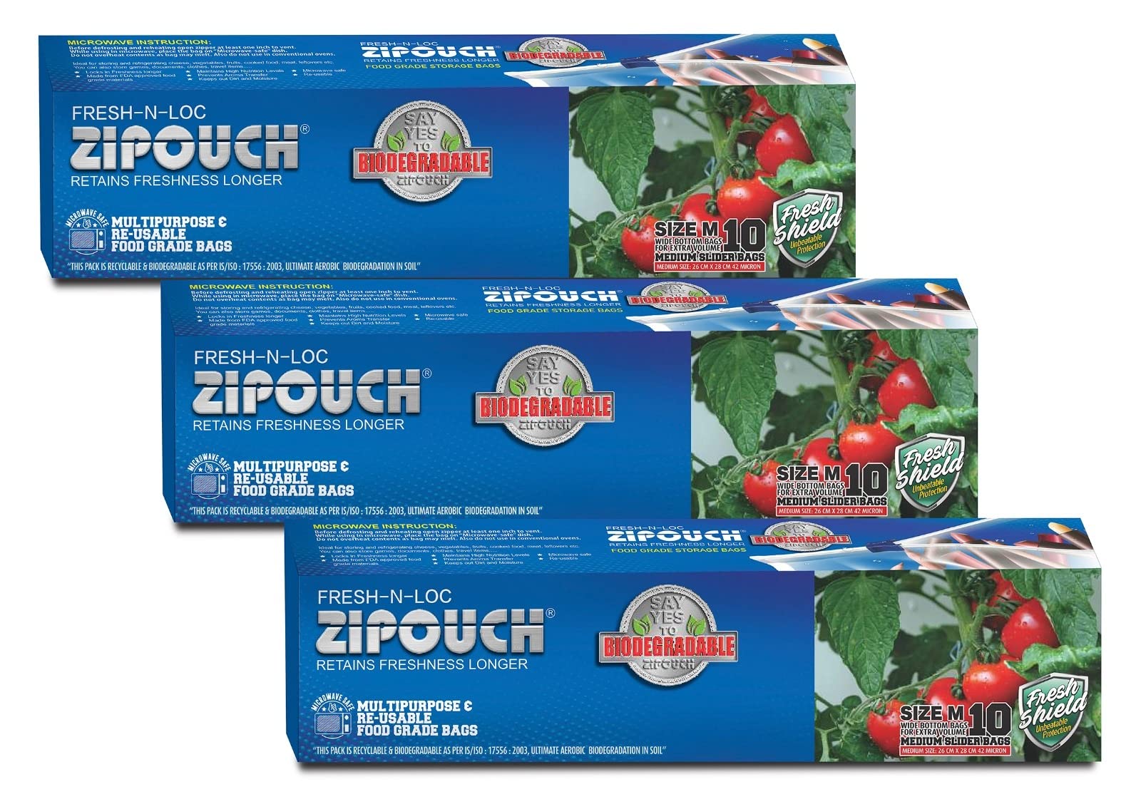 ZIPOUCH Fresh-N-Loc (Medium) Biodegradable (Pack of 03 x 10 Bags = 30 Bags) Microwave & Freezer Safe, Retains Freshness Longer… (B09XXJDW6J) Amazon Price History, Amazon Price Tracker