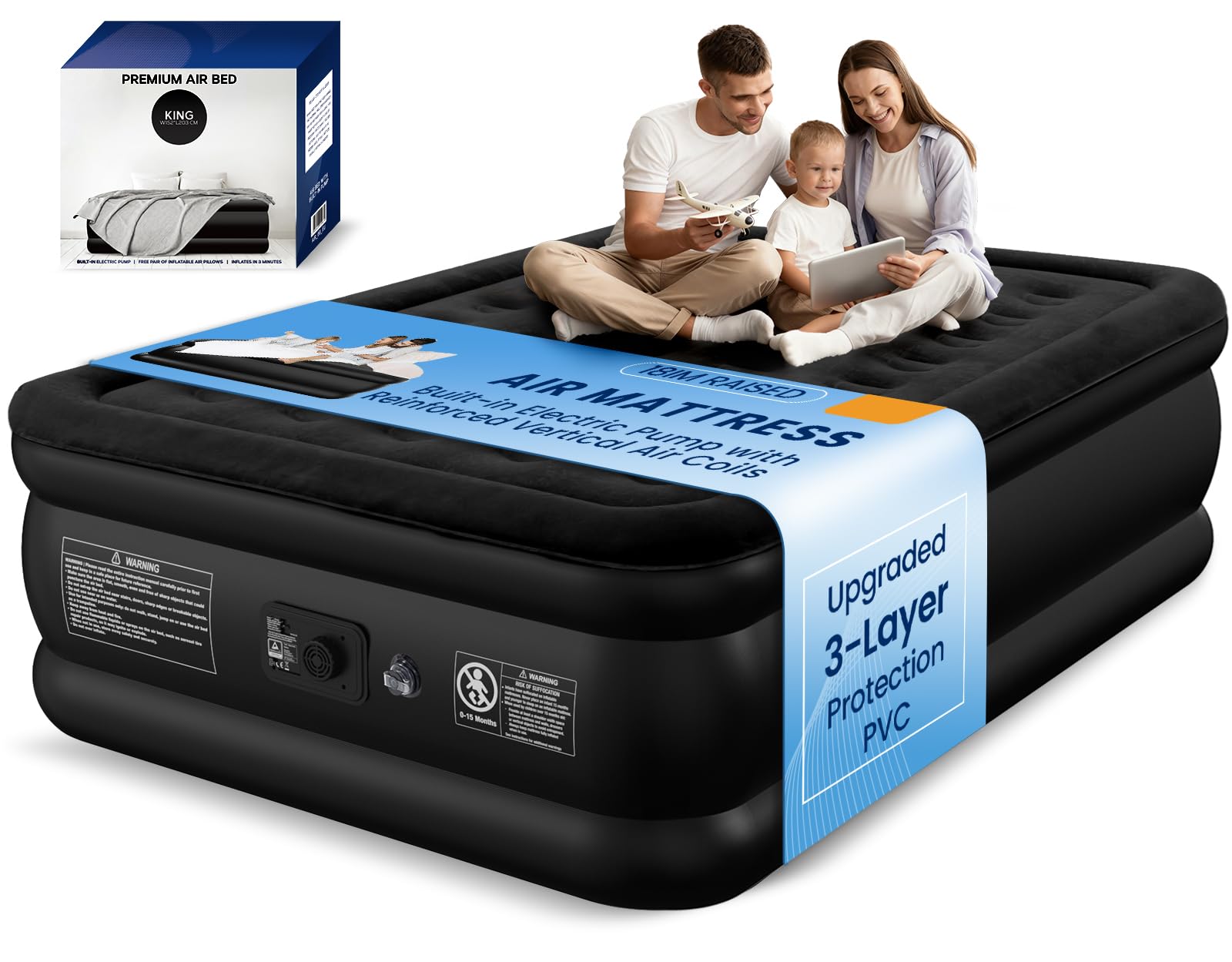 Photo 1 of GETFITREST Queen Air Mattress with Built-in Pump, 800 lbs Heavy-Duty Support, 48-Hour Leak Tested, Upgraded 3-Layer Protection PVC, 3-Min Fast Inflation, Portable Air Bed for Home, Guests & Camping5057994144499
