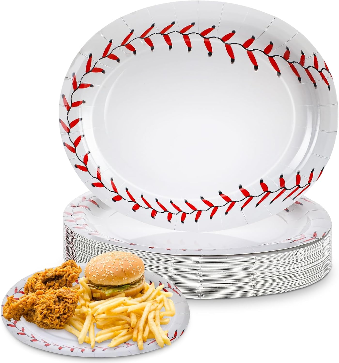 Ziliny 50 Pcs Basketball Oval Paper Plates Disposable 10 x 12 Inch Sports Theme Birthday Party Supplies Sport Party Tableware Baby Shower Cake Plates for Birthday Decorations