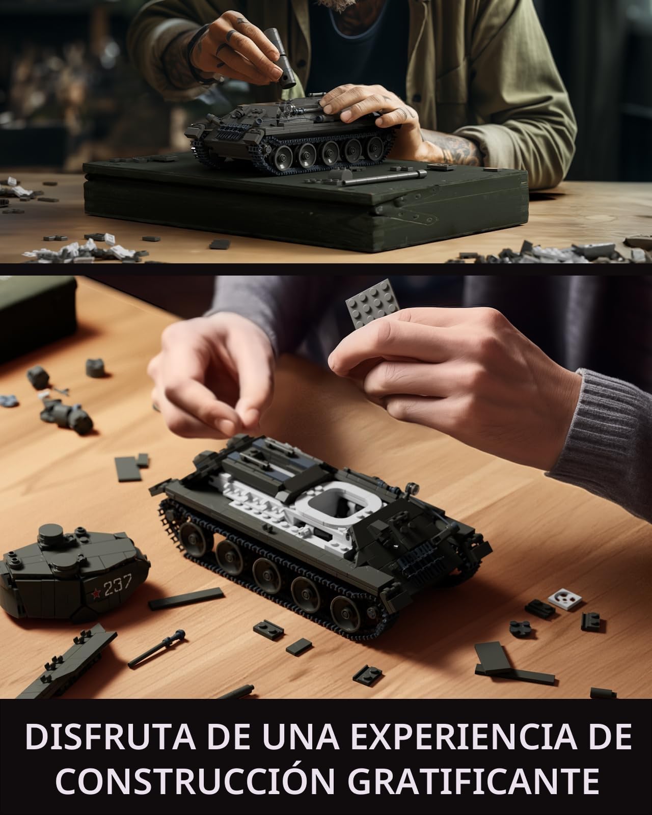 Nifeliz T34/85 Juguete de construcción de tanques militares WW2 Bloques de sujeción tanque Colección modelo NF10270 818 piezas