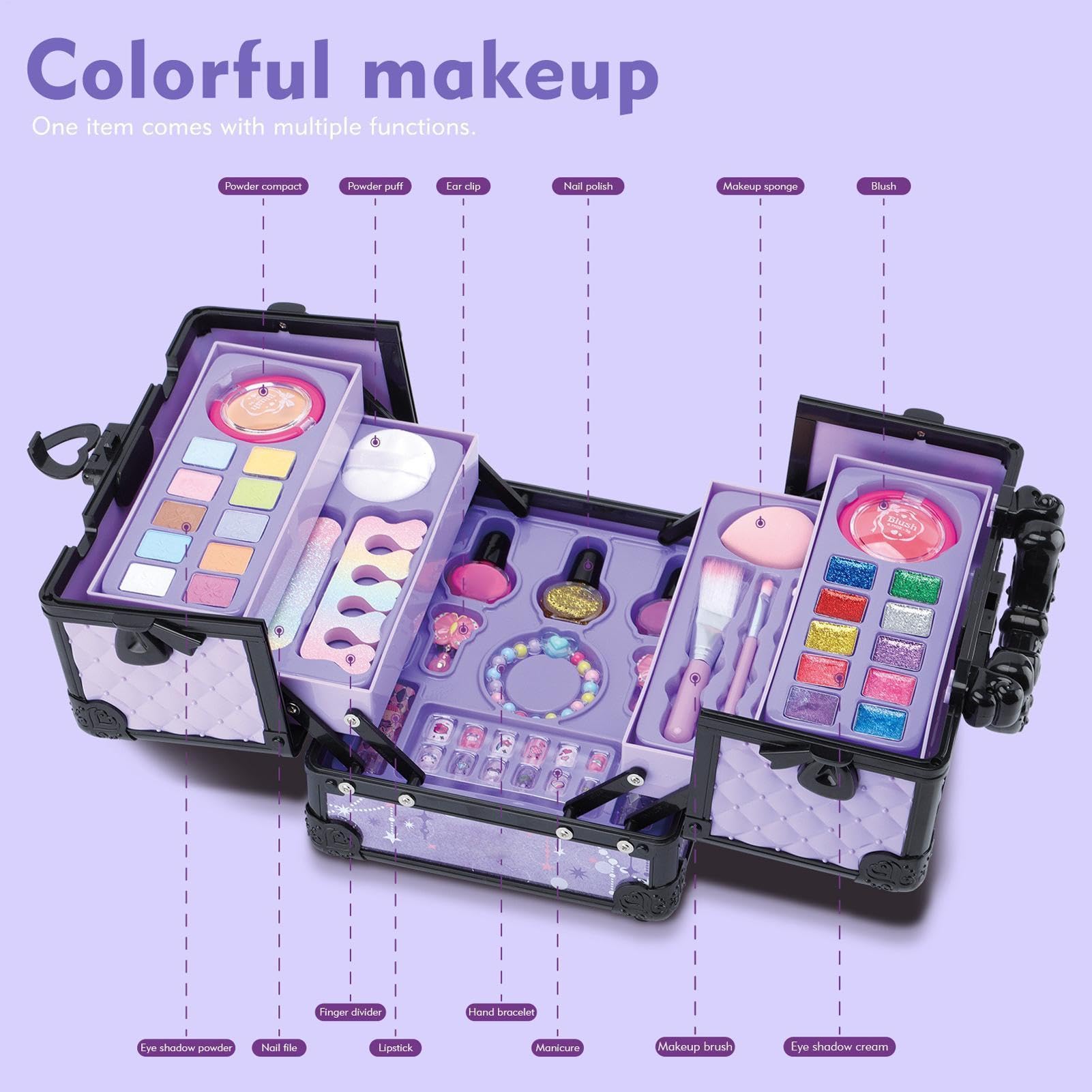 Set Trucco per Ragazze Cosmetico Idrosolubile Con Custodia Inclusa | Trucchi Giocattolo Lavabili Per Bambini 4 Ai 12 Anni, Feste Di Compleanno, Bellezza E Trucco, Travestimento E Giochi Di