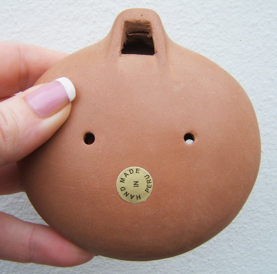 Flûte inca Ocarina, traditionnelle du Pérou, issue du commerce équitable, orange