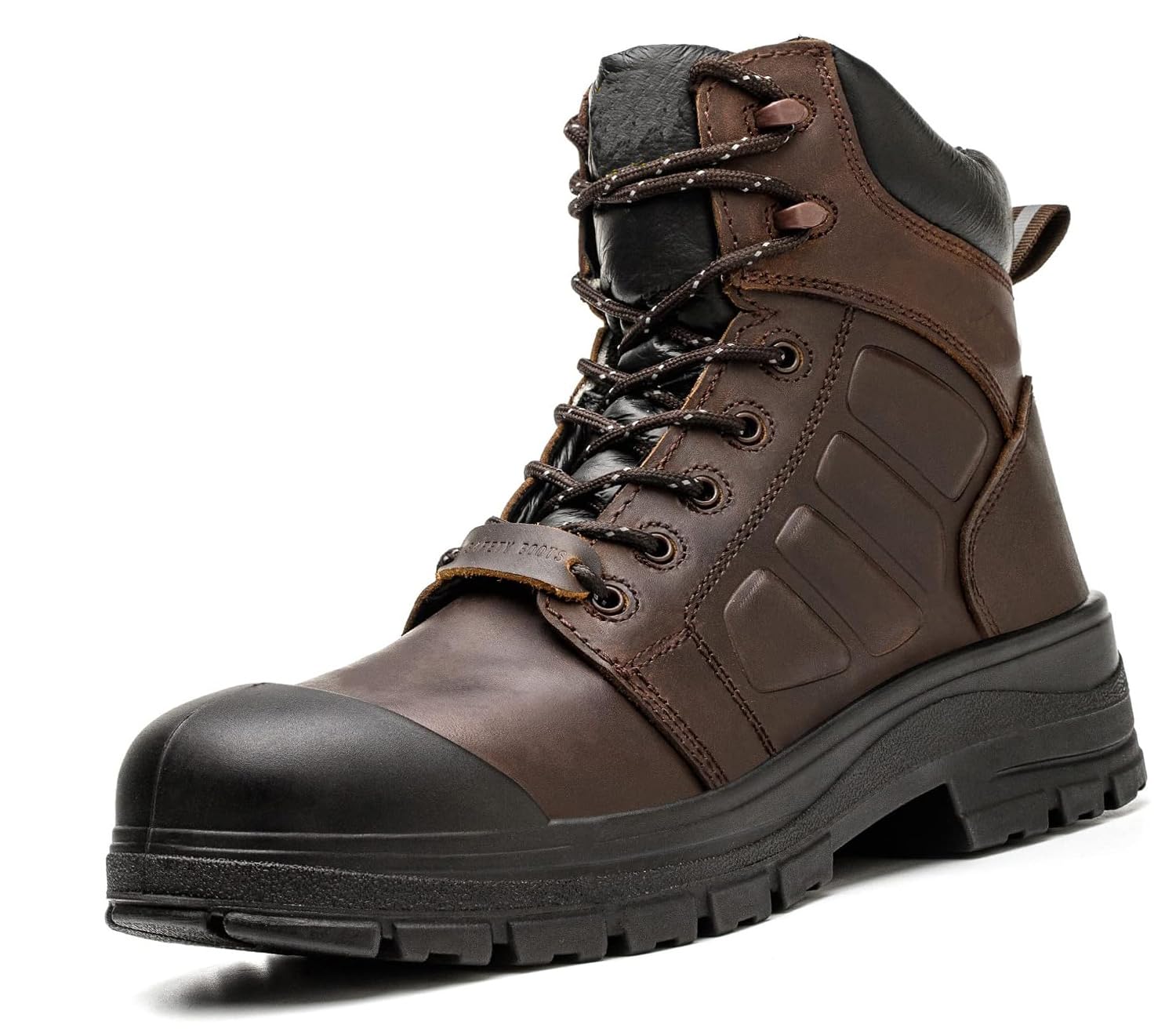 AEGISWARM 6" Steel Toe Work Boots for Men Waterproof Durable Crazy-Horse Non Slip Industrial and Construction Safety Footwear Mens Work Boots