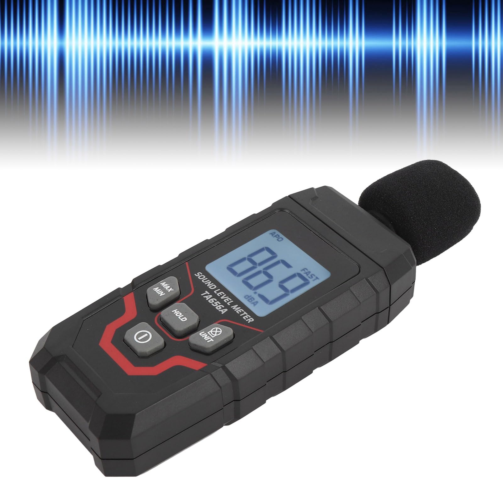 Cyfrowy Miernik Decybeli, Przenośny Miernik Poziomu Dźwięku, Przenośny Miernik SPL od 30,0 do 130 DBA z Podświetlanym Ekranem LCD, Czytnik Decybeli Hałasu, Tester Dźwięku, Sprzęt