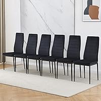 Vista 4 de BELIFEGLORY Juego de 6 sillas y mesas de comedor negras modernas de 7 piezas para cocina pequeña mesa rectangular templado de vidrio y 6 sillas