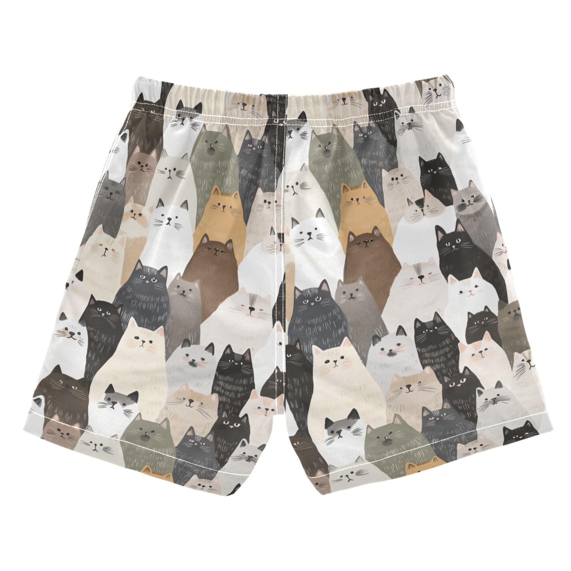 JUNZAN Aesthetic Ragdoll Cats White Boys Swimming Trunks Quick Dry Baby Boy Bathing Trunks Kids Swimwears Teen's Presents M 8Y