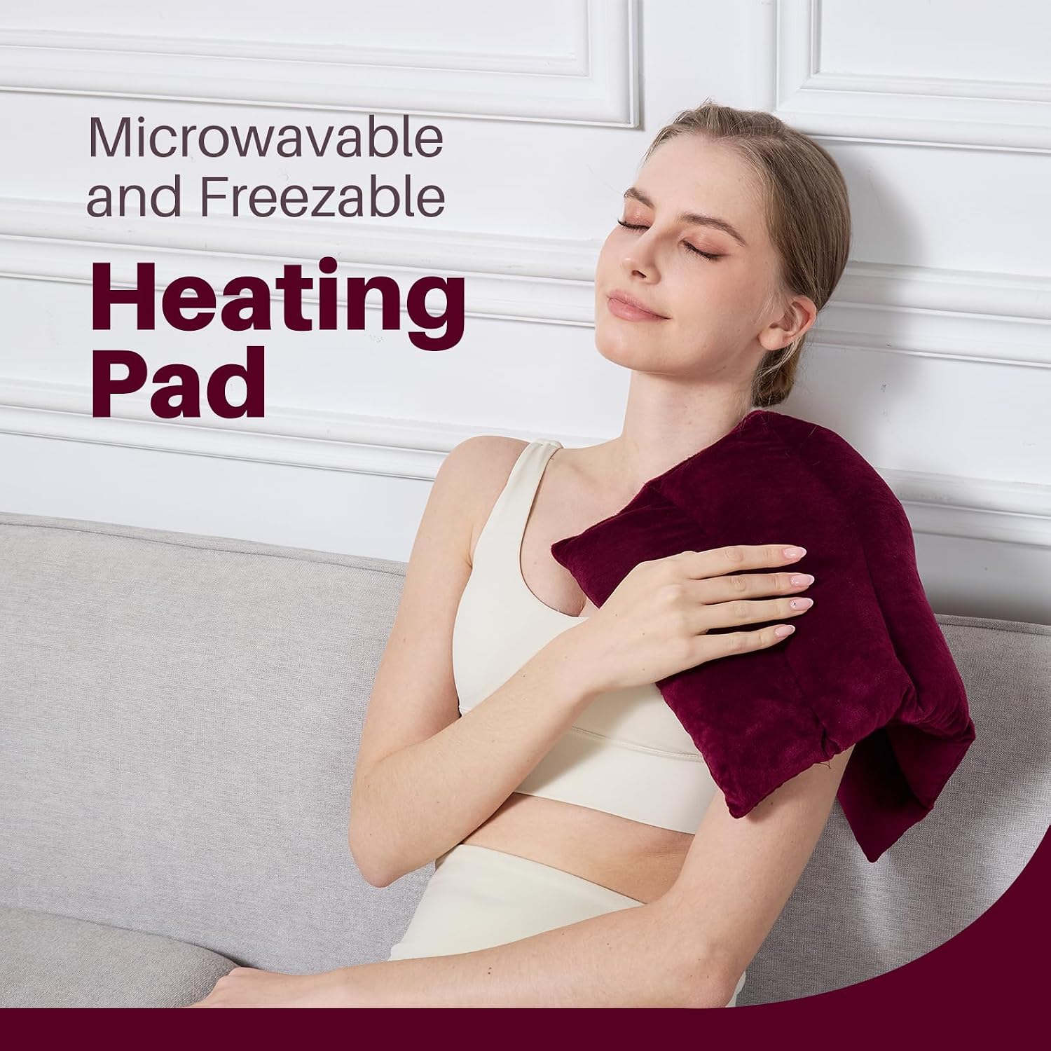 Microwave Heating Pad for Neck Shoulder Back, Weighted Reusable Hot and Cold Compress for Discomfort Reduction, Lavender Scented