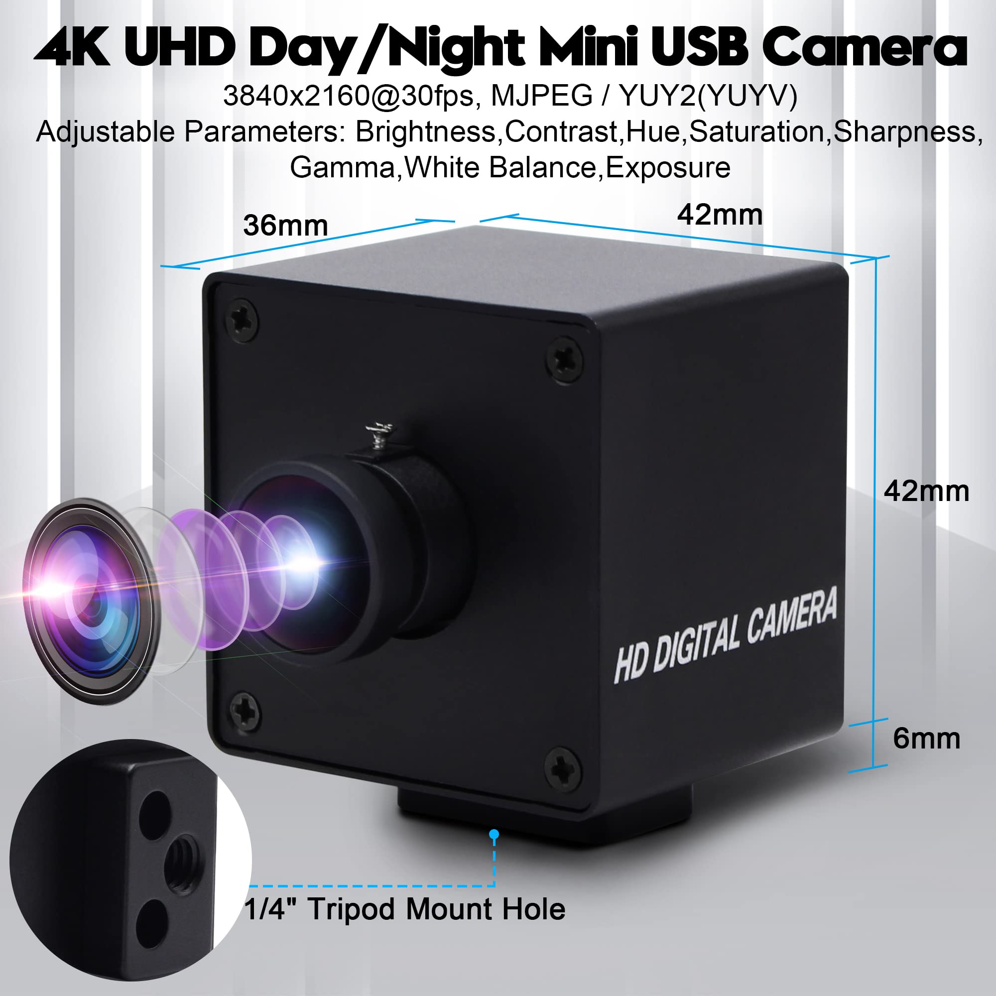 SVPRO 4K USB Wide Angle UVC Computer Camera With 170 Degree Fisheye Lens, Industrial IMX317 Sensor For Linux Windows Android Mac OS, Plug&Play Video - View #12