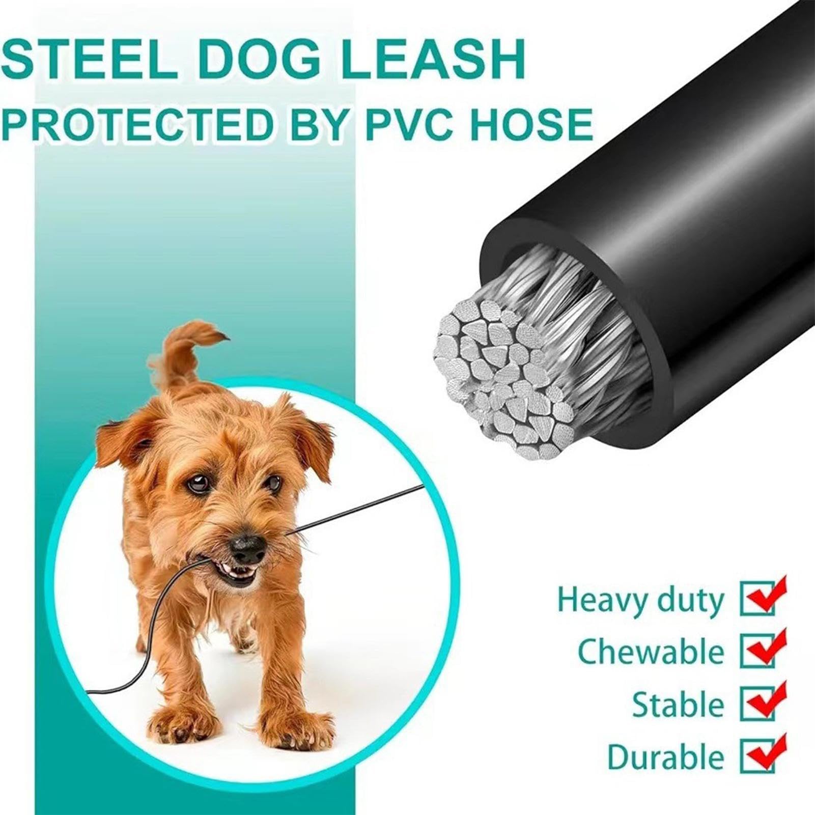 Ceinture De Sécurité Pour Chien En Voiture - Laisse D'Extension Anti-Mâchonnement, Corde Acier Revêtue PVC - 60 Cm - 3