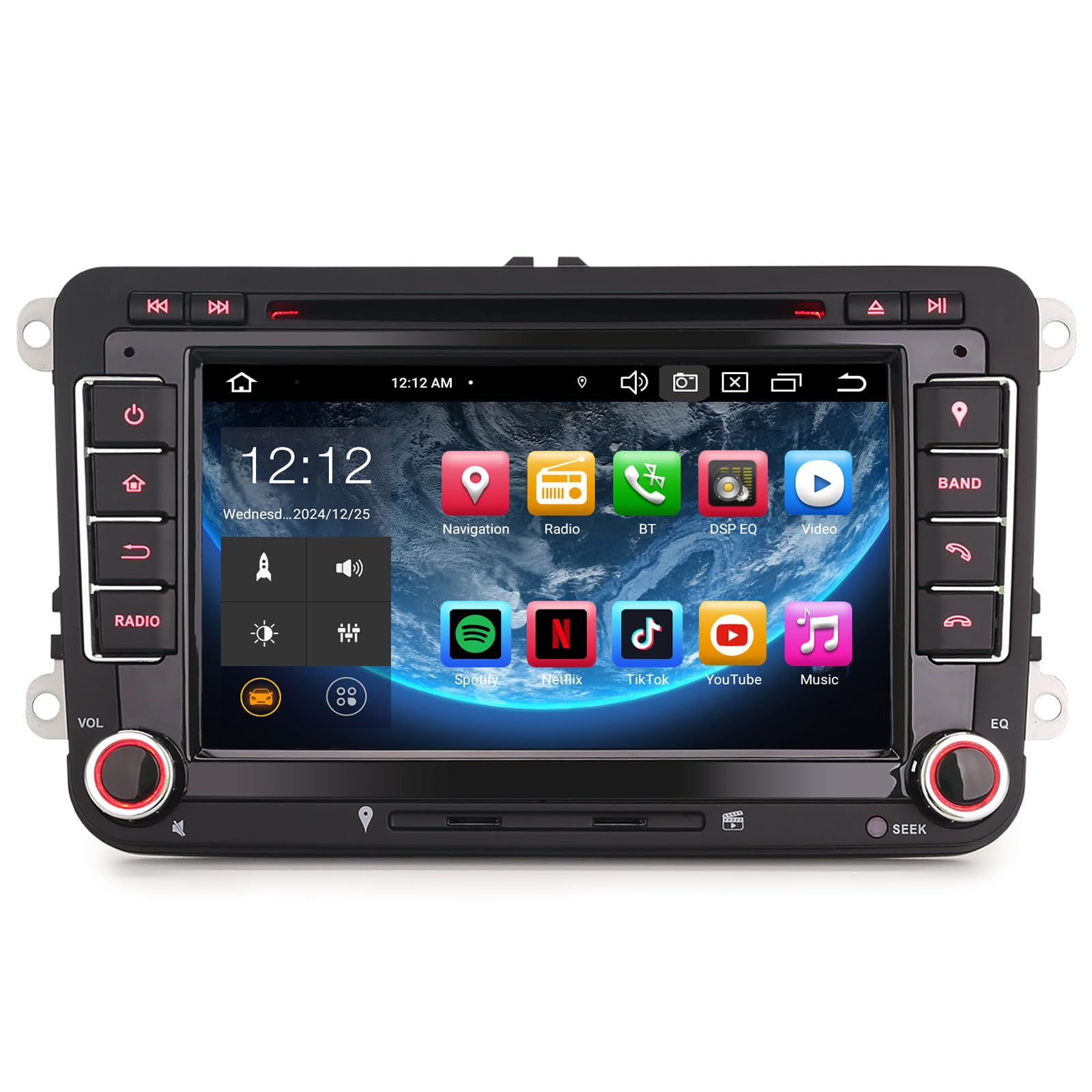 Erisin 7" 8-Core 4GB+64GB Android 14 Autoradio 2 Din GPS Navigatore per VW Polo 6R Golf 5 Golf 6 T5 Passat B6 Jetta Tiguan Seat Leon Skoda CarPlay Android Auto WiFi 4G DSP RDS DAB+ CD DVD Canbus OPS