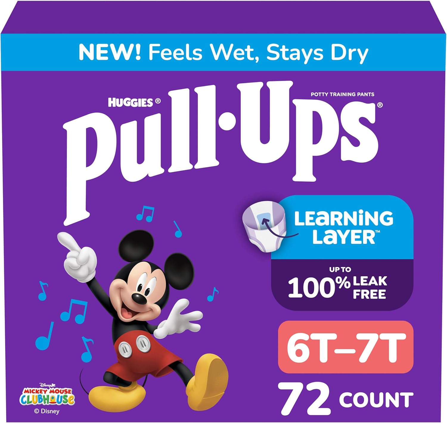 Pull-Ups Boys' Potty Training Pants, Size 6T-7T Training Underwear (55-75 lbs), 72 Count