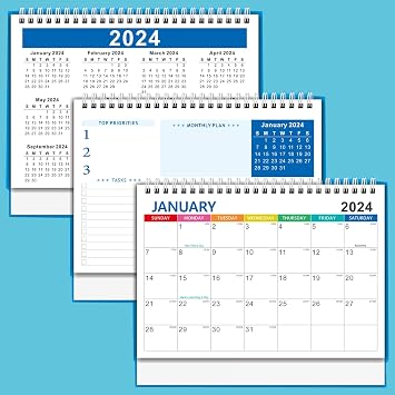 2024 Desk Calendar, Standing Desk Calendar, Jan 2024 - Dec 2024 Flip Desktop Calendar, 9''7.3'' Desk Calendar Small Monthly Desk Calendar for Home, Office and School - Large Flower