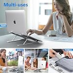 Laptop Stand for Desk, Aluminum Metal MacBook Stand,Computer Riser for Desk, Portable Foldable Adjustable Notebook Holder, Compatible with 10-15.6 Inch Laptops, iPad, Silver.