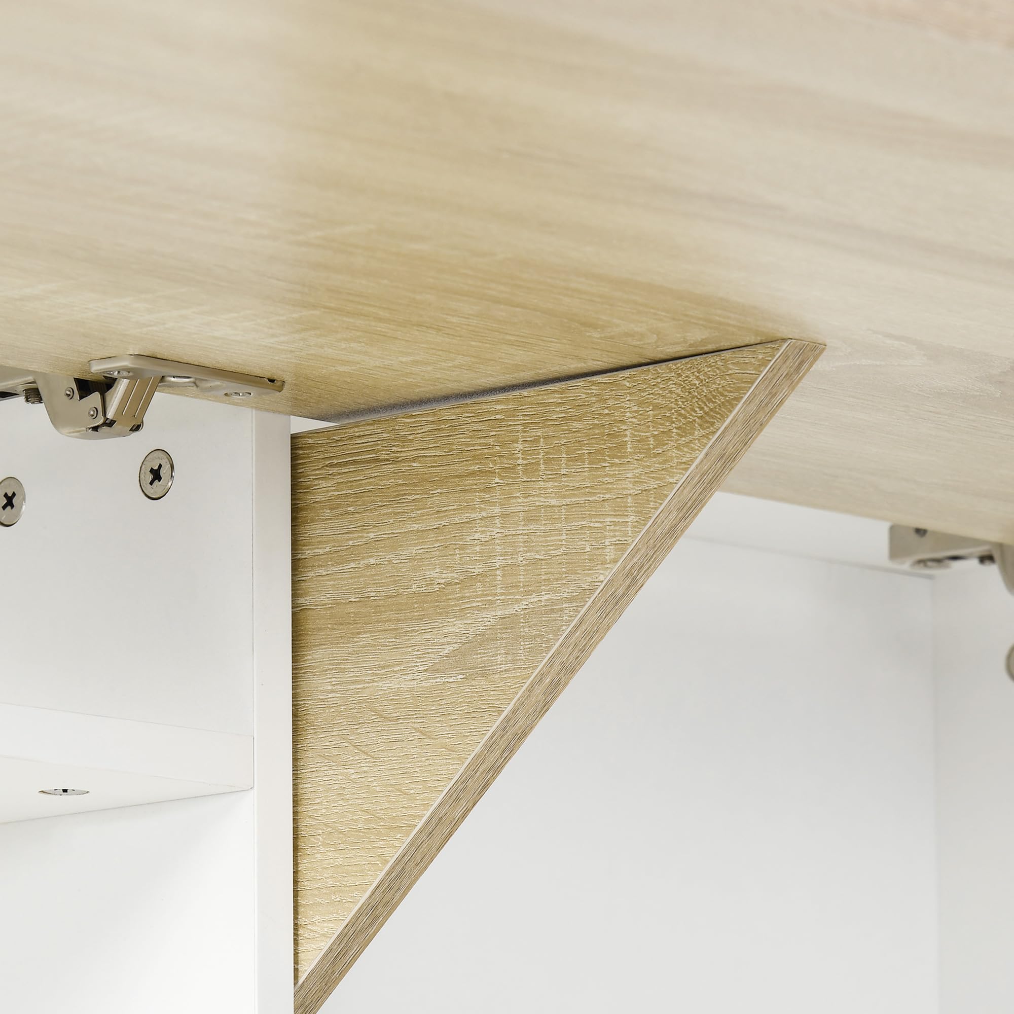 HOMCOM Escritorio Plegable de Pared con estantes Efecto Madera Natural