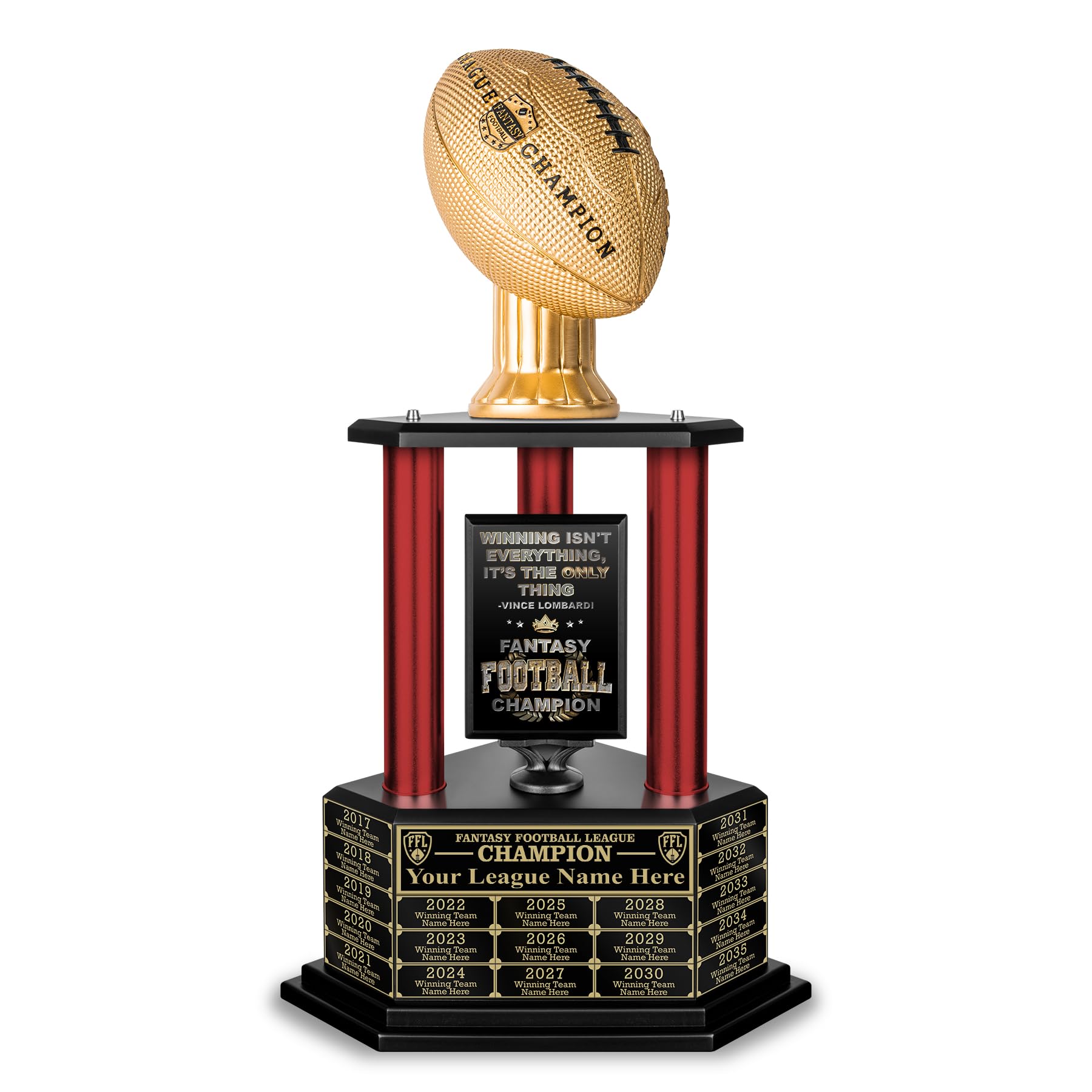 TrophySmack 19-Year Perpetual Fantasy Football Trophy, Custom Engraved