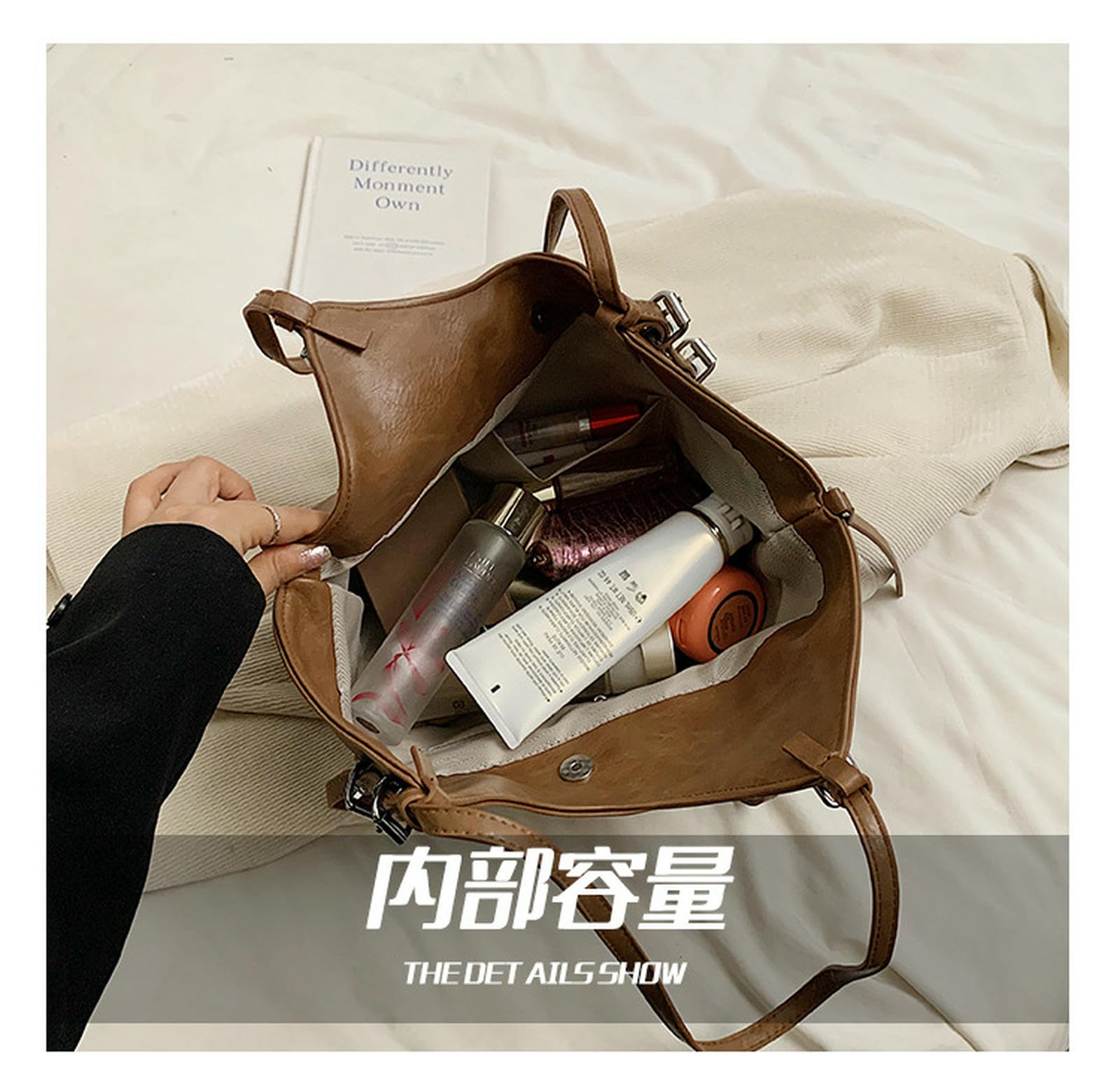 Frizione Donna Borsa da Stile Vintage;può Essere Utilizzata Come Borsetta, A Tracolla O -Marrone Chiaro