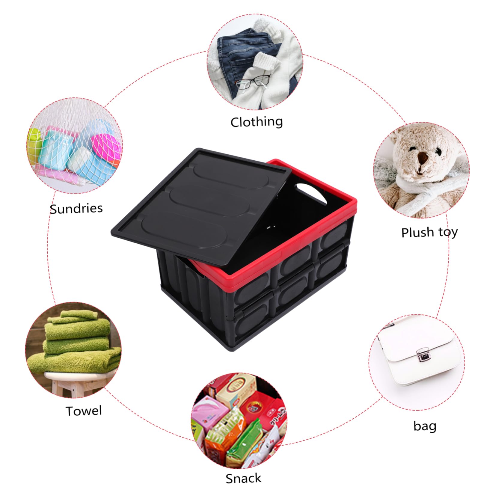 Scatola Portaoggetti Pieghevole 30l in Abs Rosso per Auto