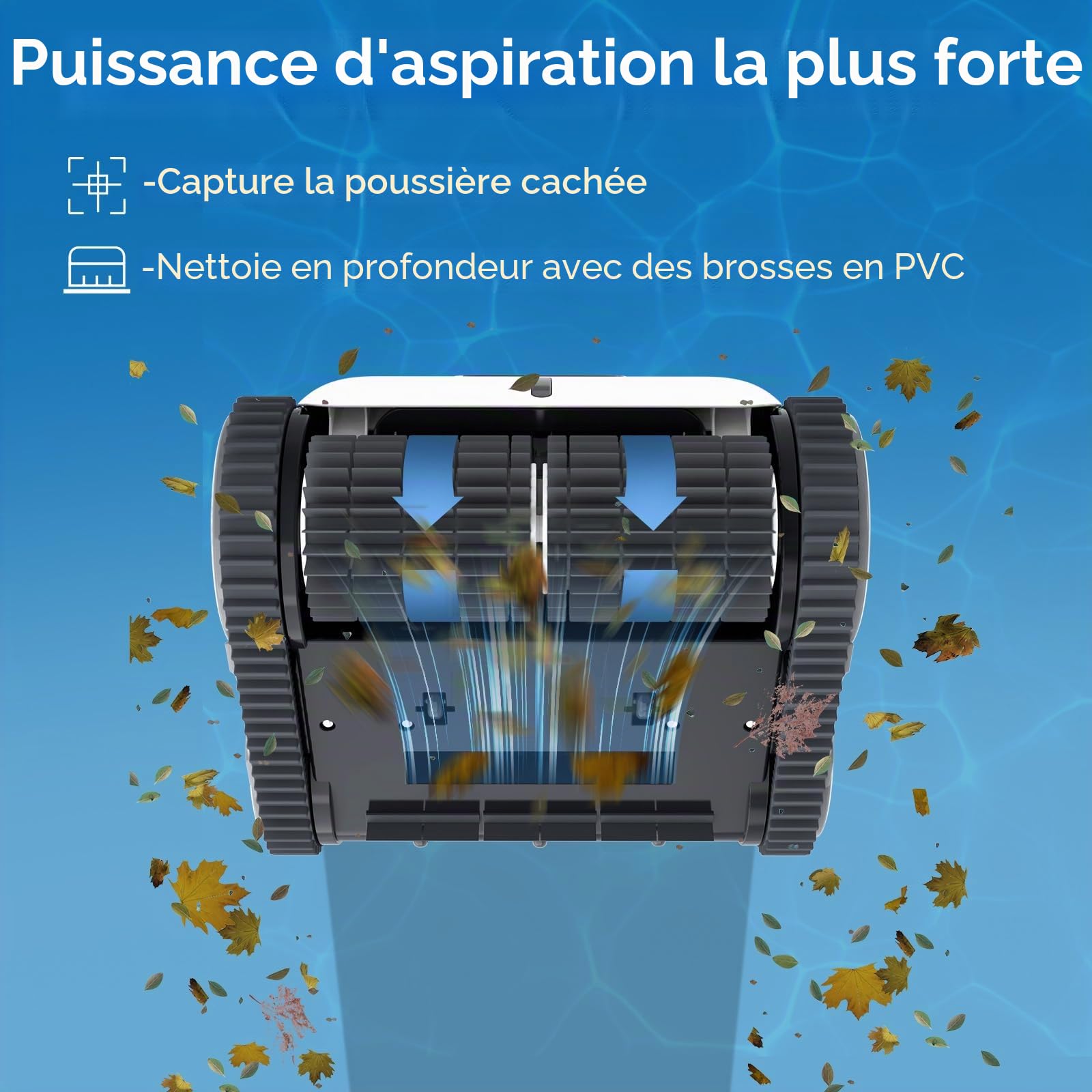WYBOT Robot Piscine sans Fil pour 120 mins, Nettoyage Automatique du Sol, Ligne d'eau et des Murs, avec Charge Rapide, Aspirateur Piscine pour Piscines Hors Sol ou Enterrées Jusqu'à 120 ㎡