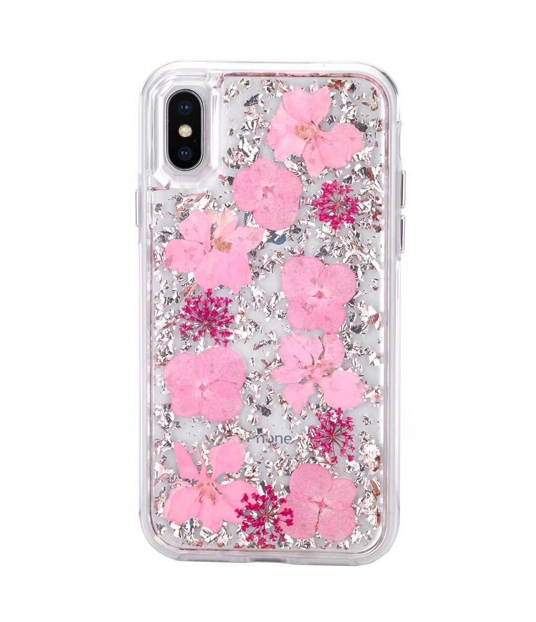 iPhone Xs Max Case,HuiFlying Luxury Gold Foil Glitter Case - Made with Real Natural Flowers Durable Shockproof TPU Frame&PC Back Protective Case for Apple iPhone Xs Max 4351594625
