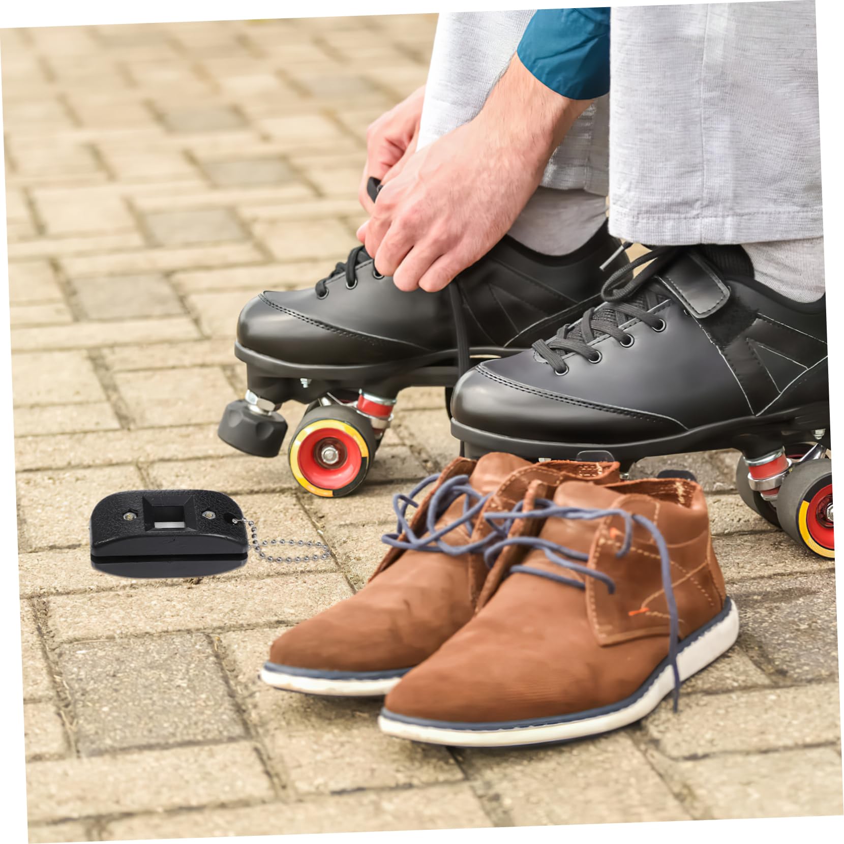 POPETPOP Ice Skate Sharpener Portable Ice Shoe Conditioner with Fine Rolling Wheels for Consistent Results Suitable for Hockey Players Skaters Includes Cloth Bag