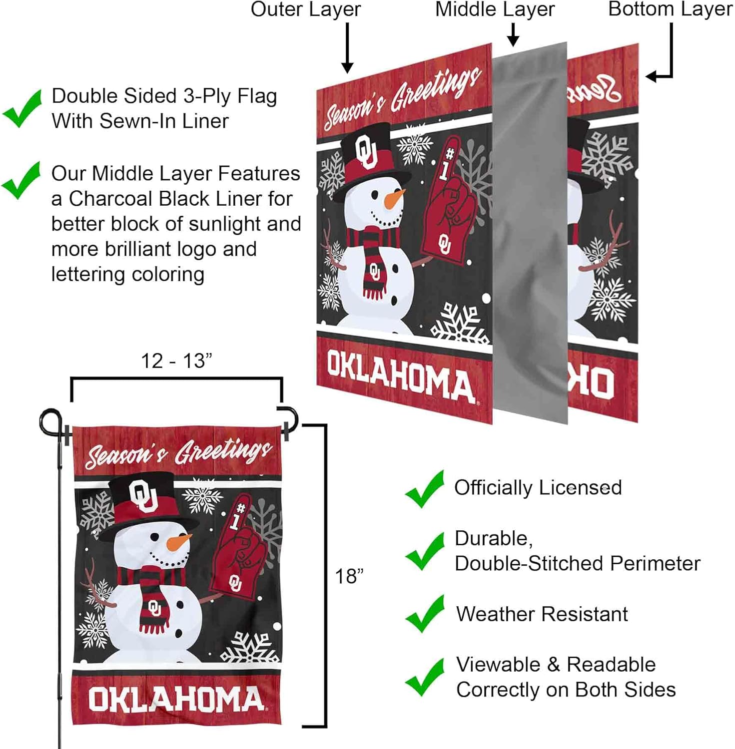 Oklahoma Sooners Holiday Winter Snow Garden Banner Flag - Image 6