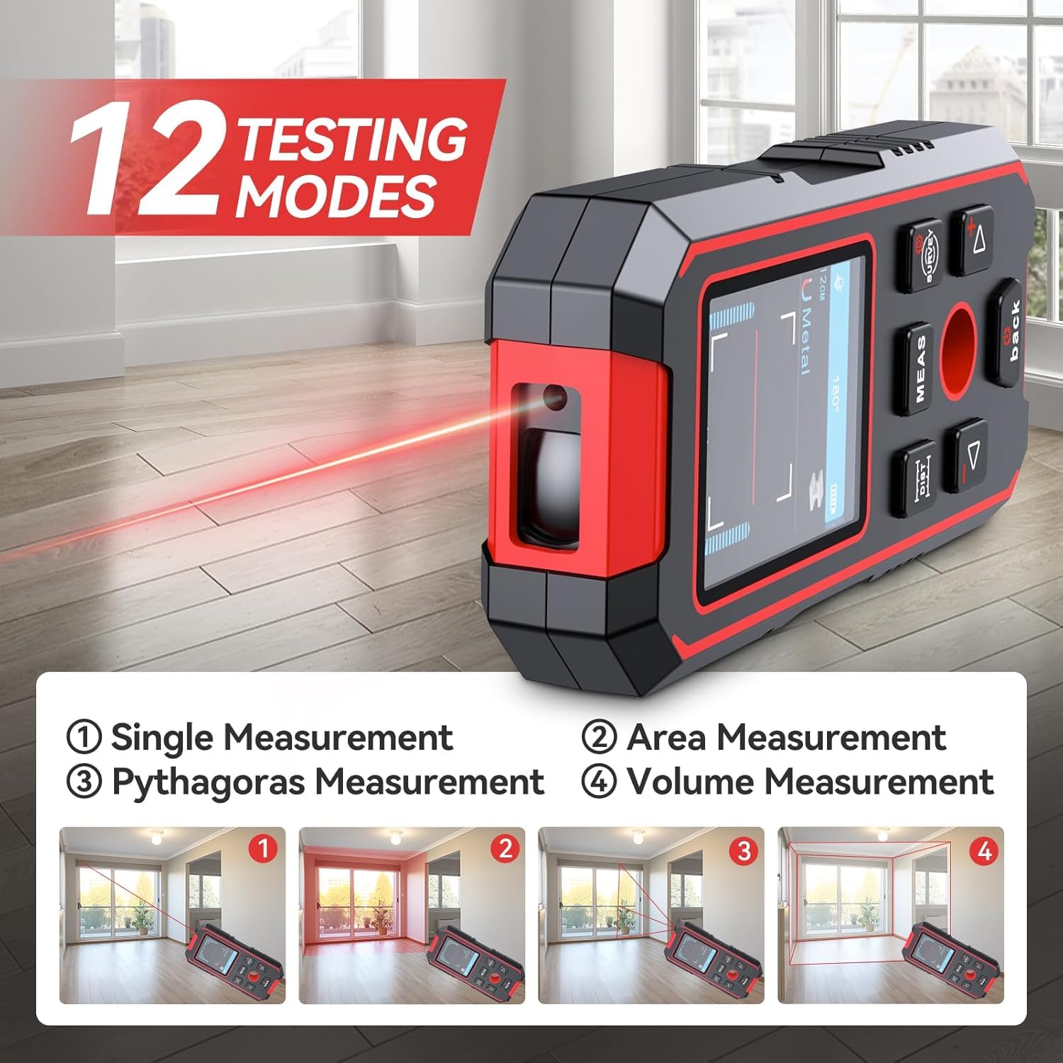 NOYAFA Stud Finder Wall Scanner Multi-Function, Rechargeable 5 in 1 Wall Scanner for Wood Magnetic Metal AC Wire, Support Voice Broadcast, Measure Distance, Area and Volume NF-518S