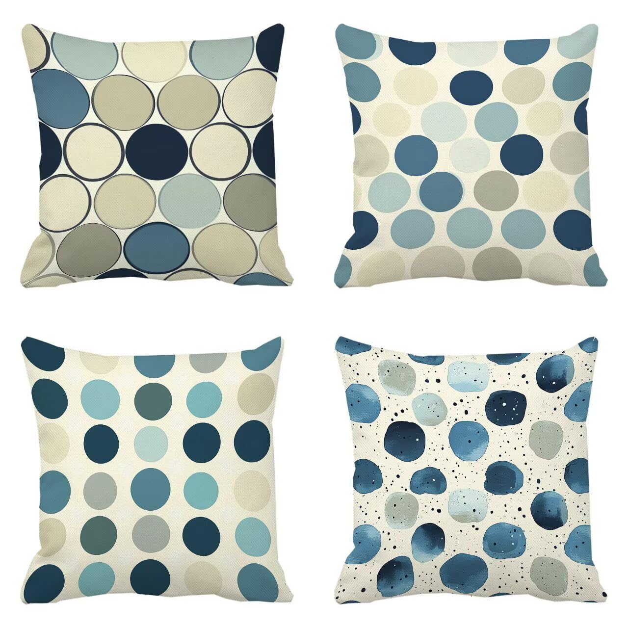 Housse coussin 65x65 fermeture éclair cachée lin imperméable abstrait m-136
