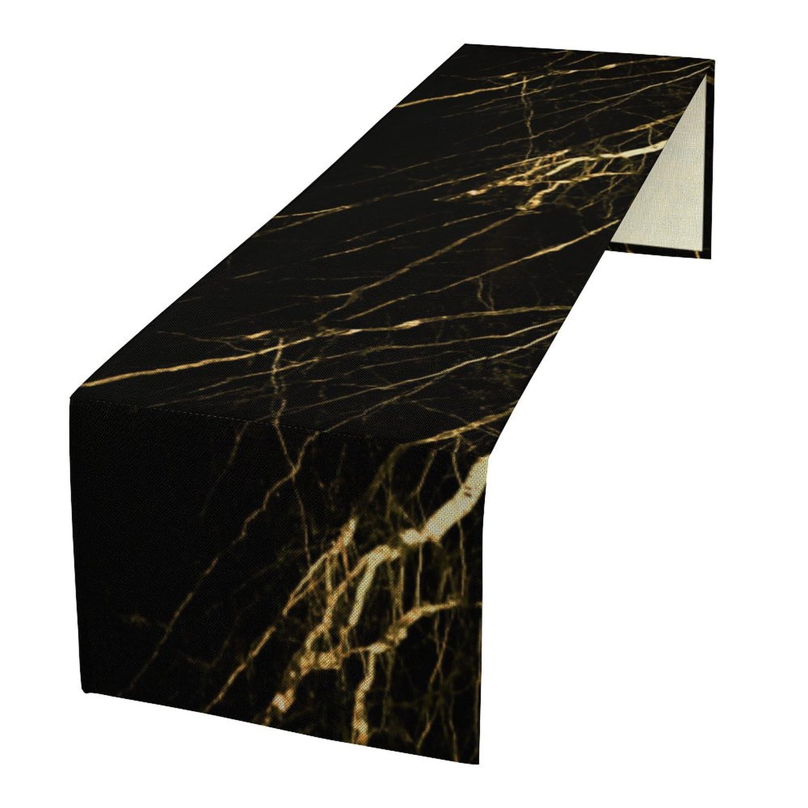 Houselerax Marble Table Runner,Black Gold Abstract Geometry Pattern Texture Kitchen Dinning Table Decoration for Indoor Outdoor Home Party Decor 13x36