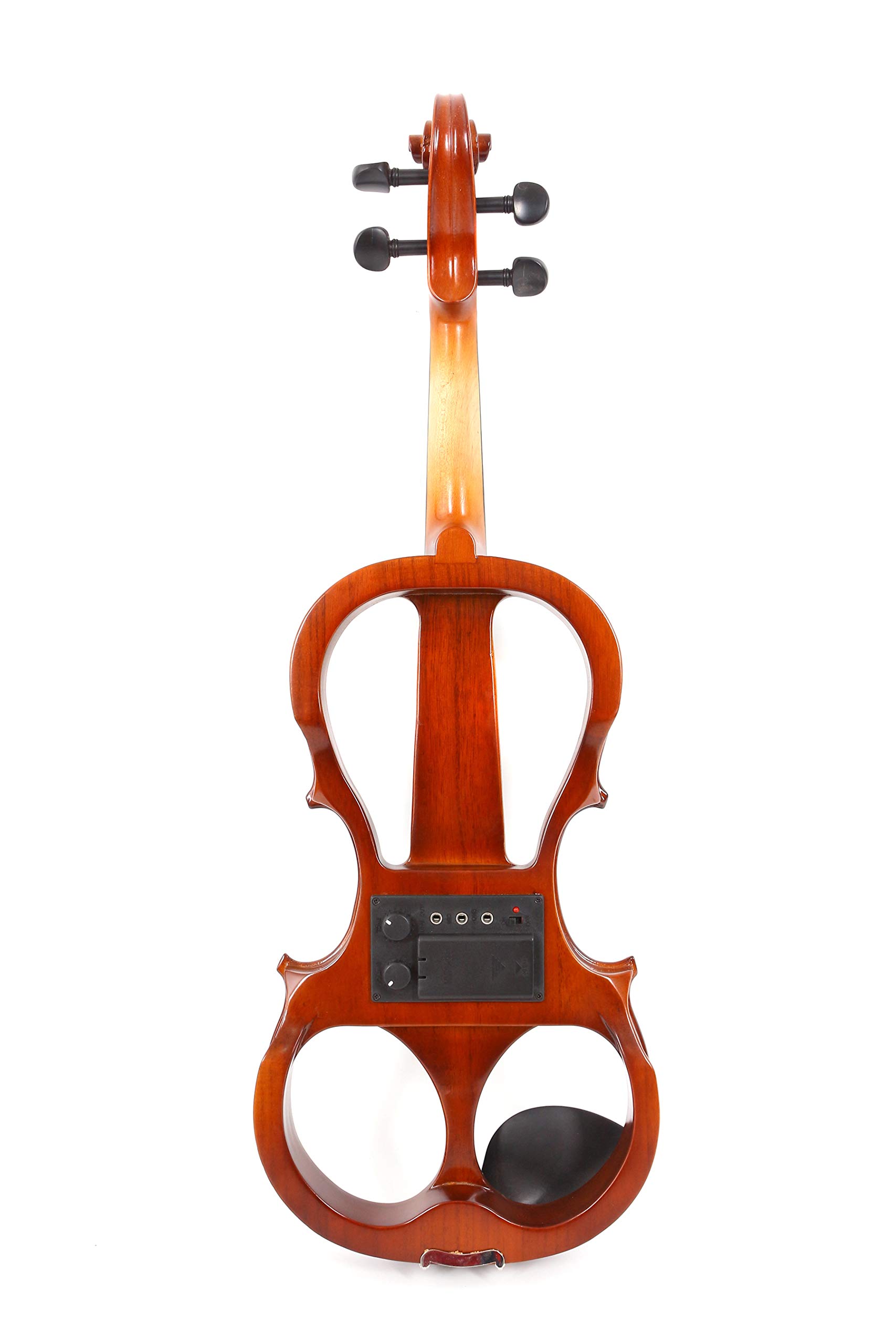 WUQIMUSC Electric Violin Full Size Solid Wood Body Ebony Fittings Silent Electric Violin Kit with Case, Bow, Cable for Beginners, Students and Adults in Style-EV5 (Red1)